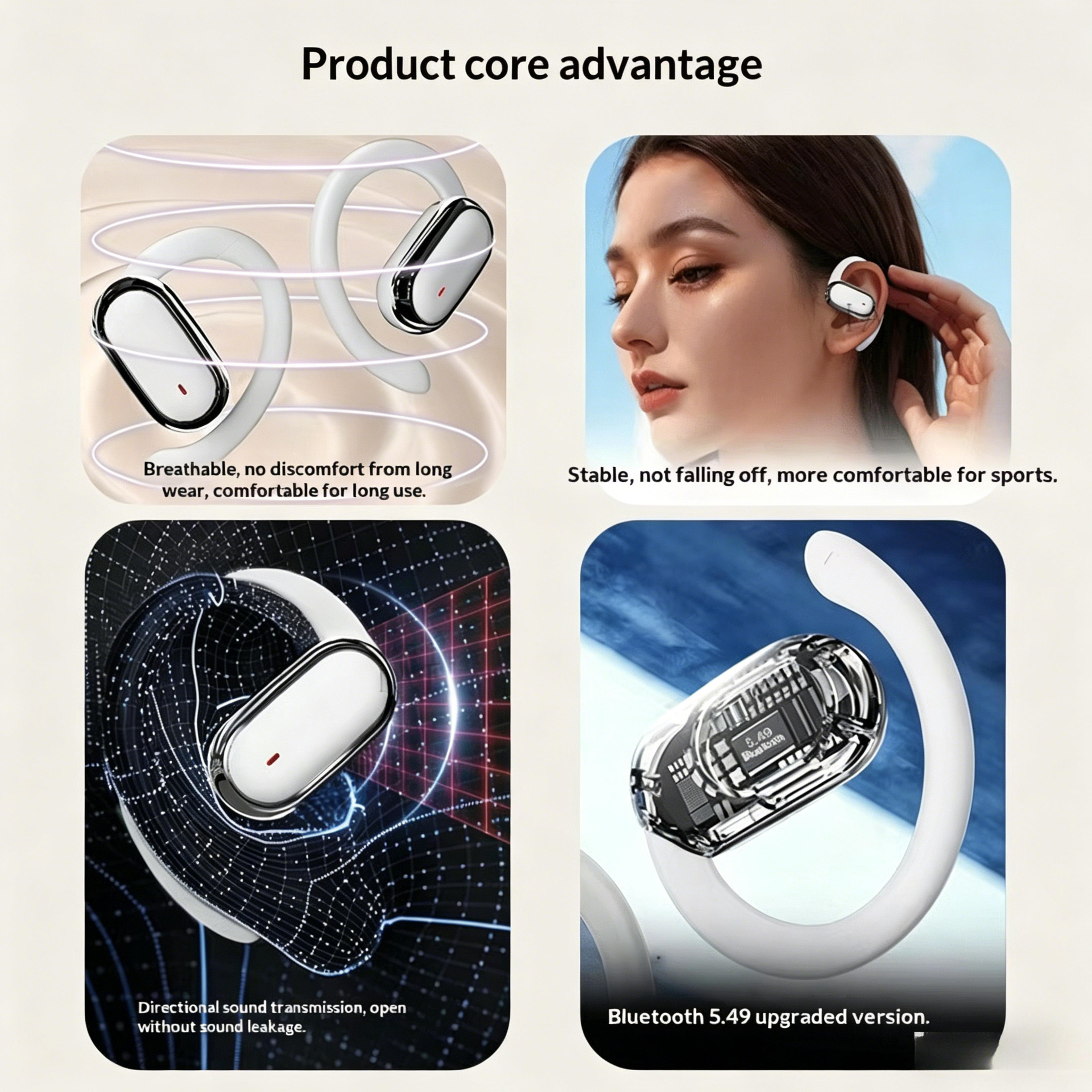 Wireless OWS Earhook Bluetooth 53 Earbuds With Smart LED Display And Mic 2