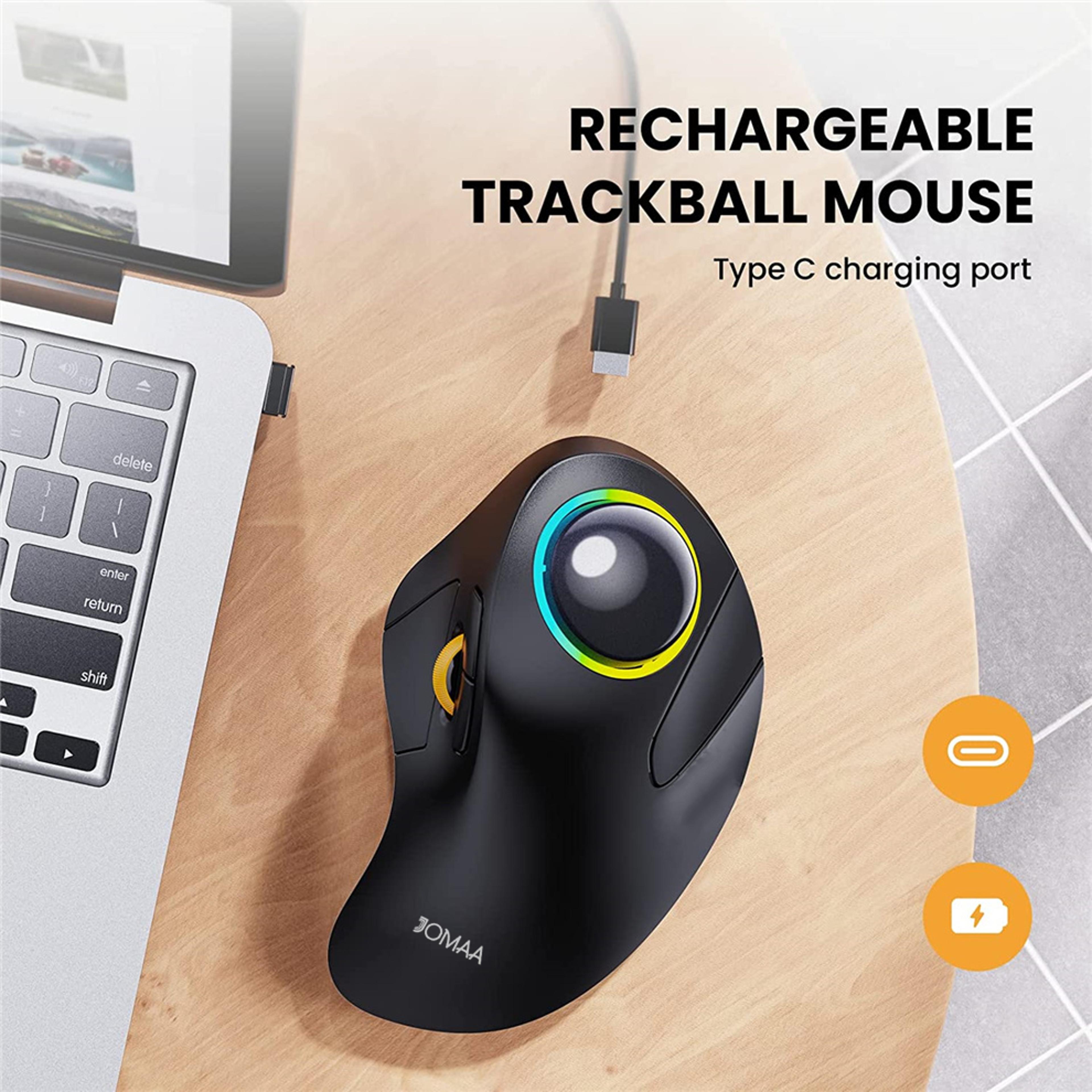 Rechargeable Ergonomic Wireless Trackball Mouse With Backlit Design For Laptop And Gaming 1