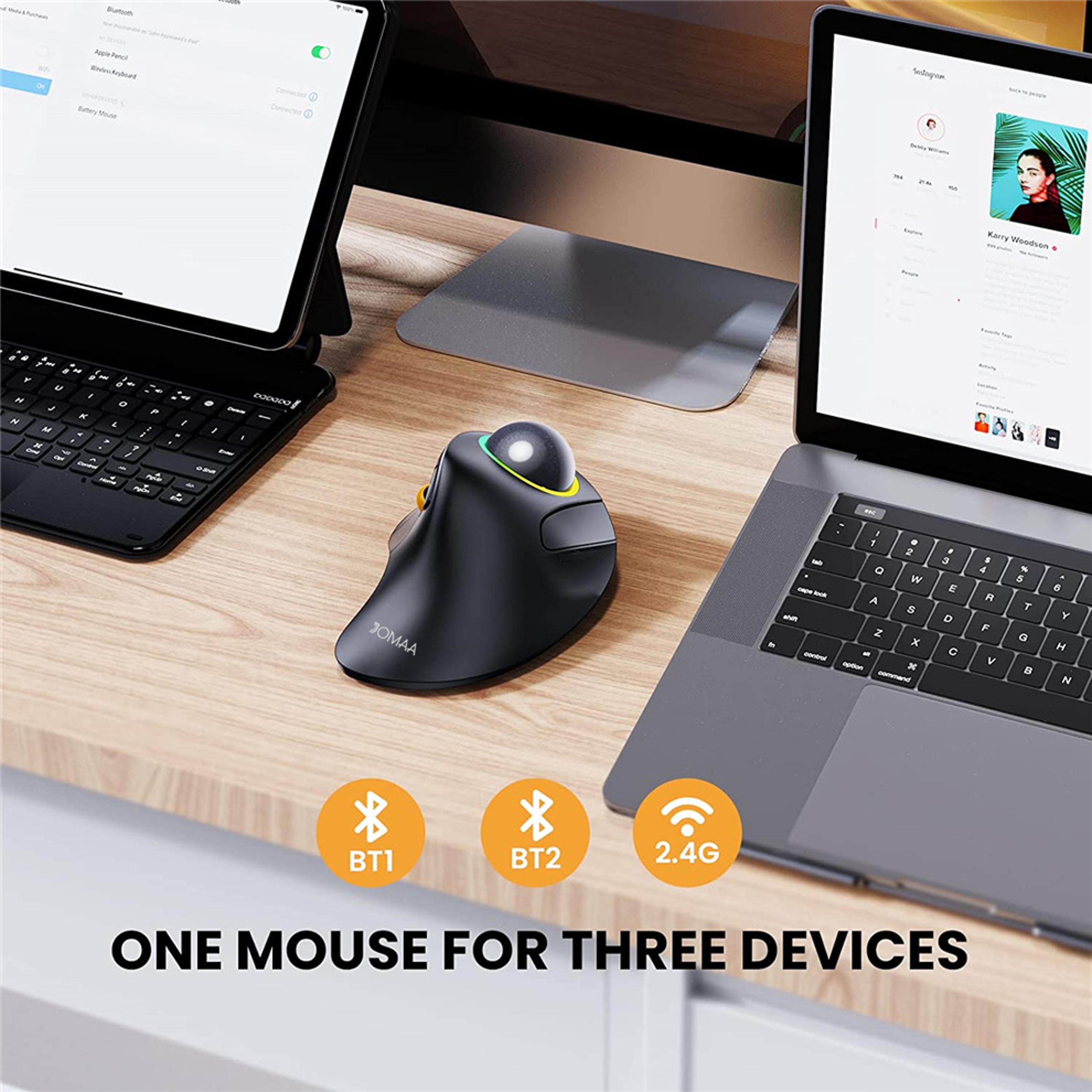 Rechargeable Ergonomic Wireless Trackball Mouse With Backlit Design For Laptop And Gaming 0