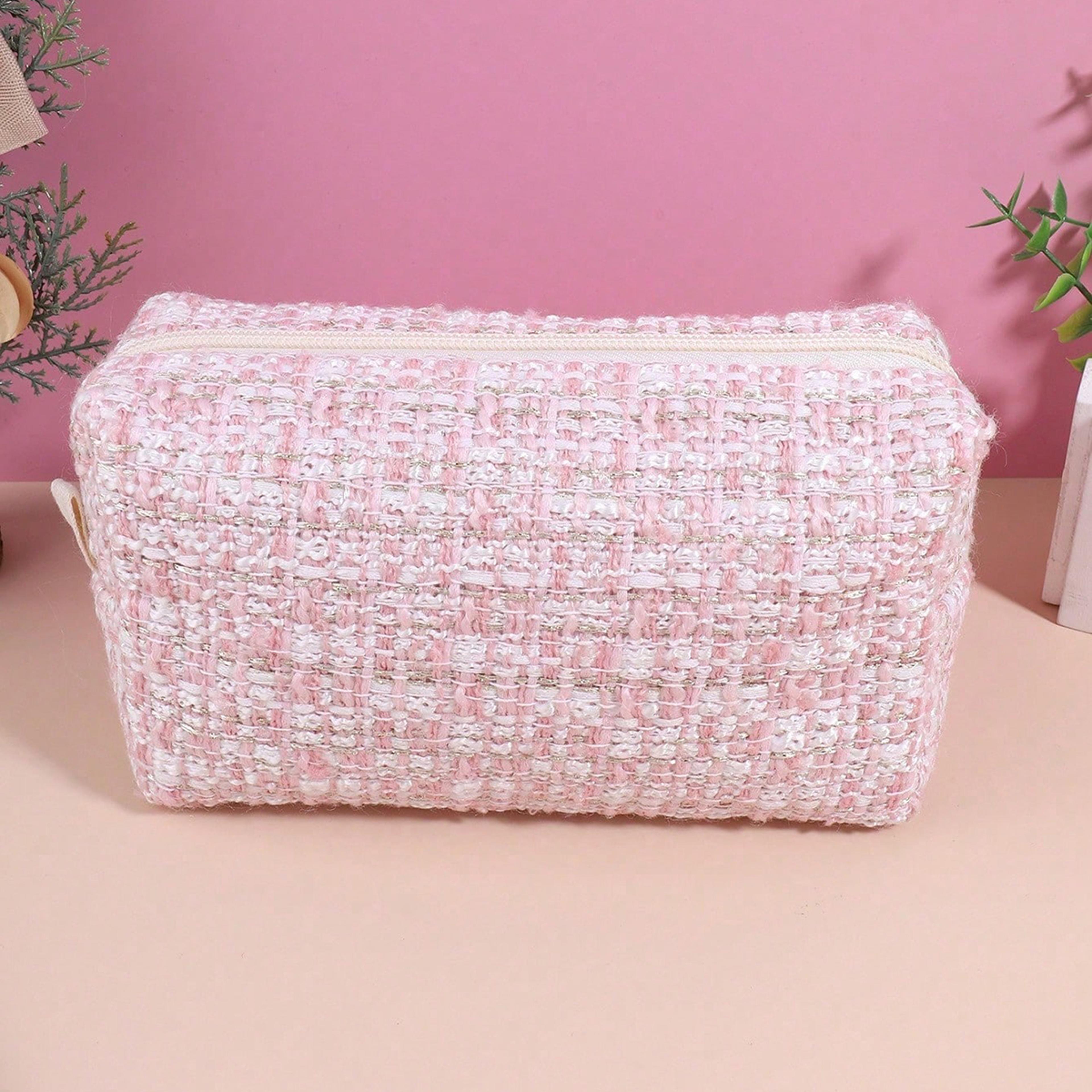 cute plaid embroidery pencil case portable school storage bag for stationery and daily essentials