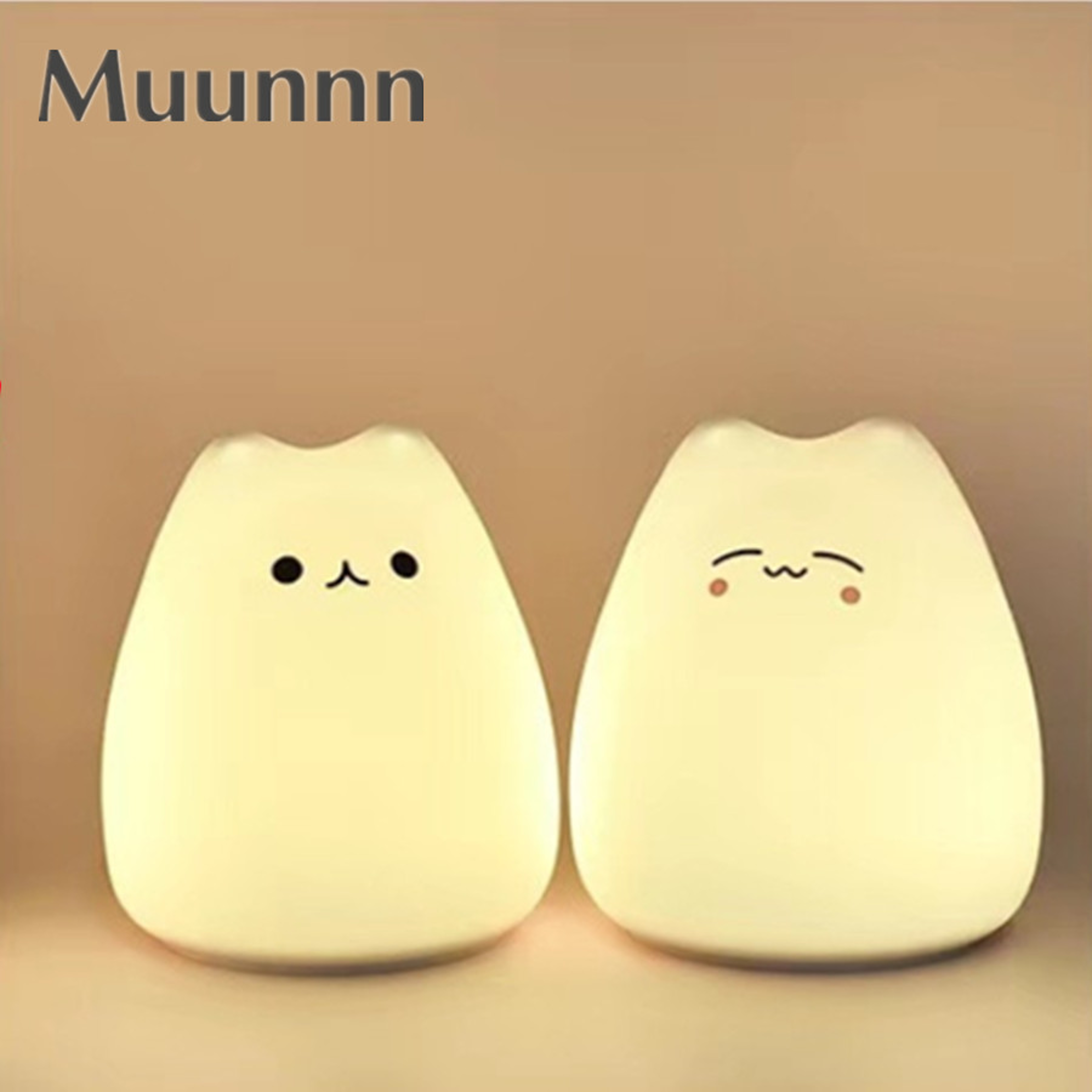 Cute Cat LED Night Light With Touch Sensor And Soft Silicone Design 0