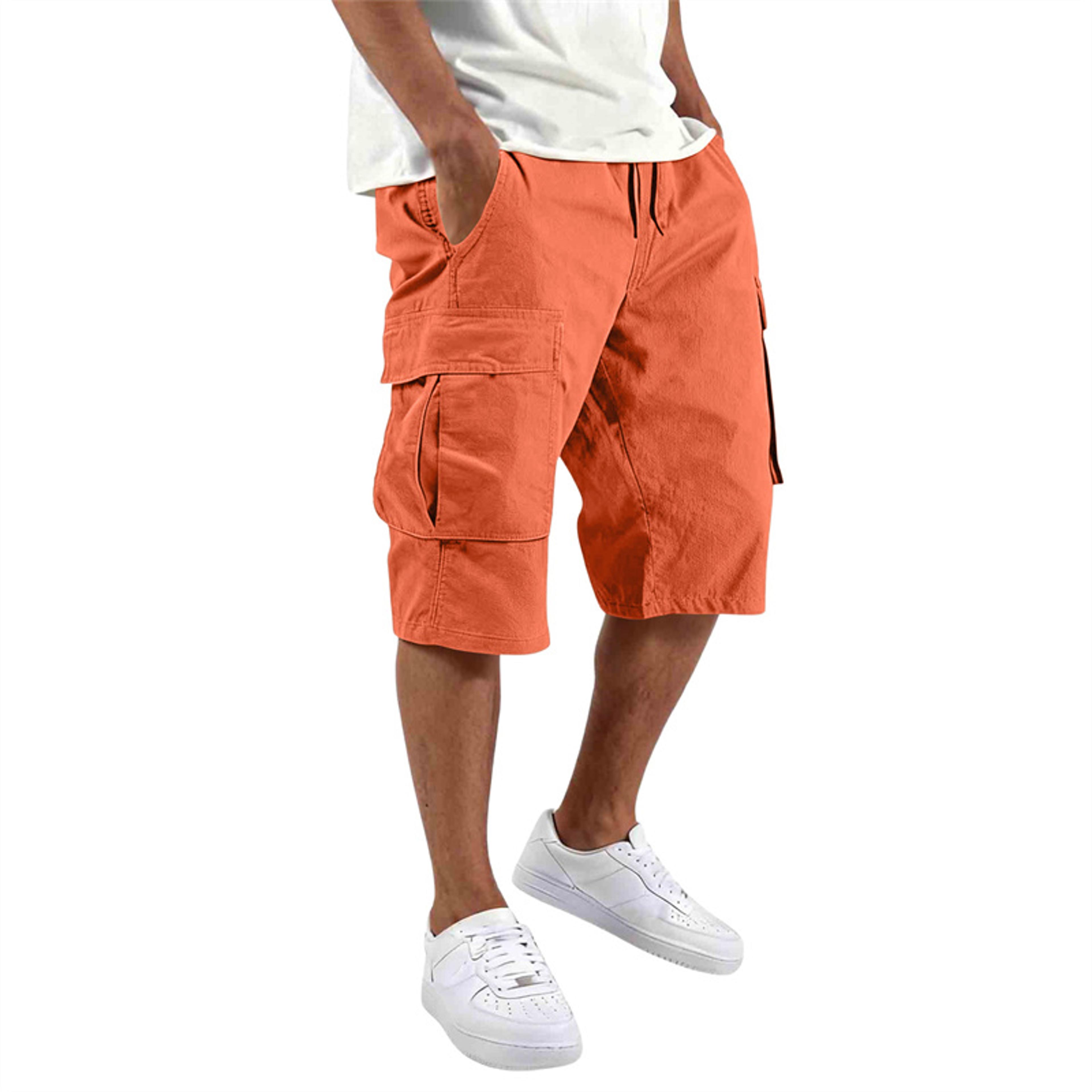 Mens Casual Cargo Shorts Loose Fit Multi Pocket Drawstring Summer Shorts 10