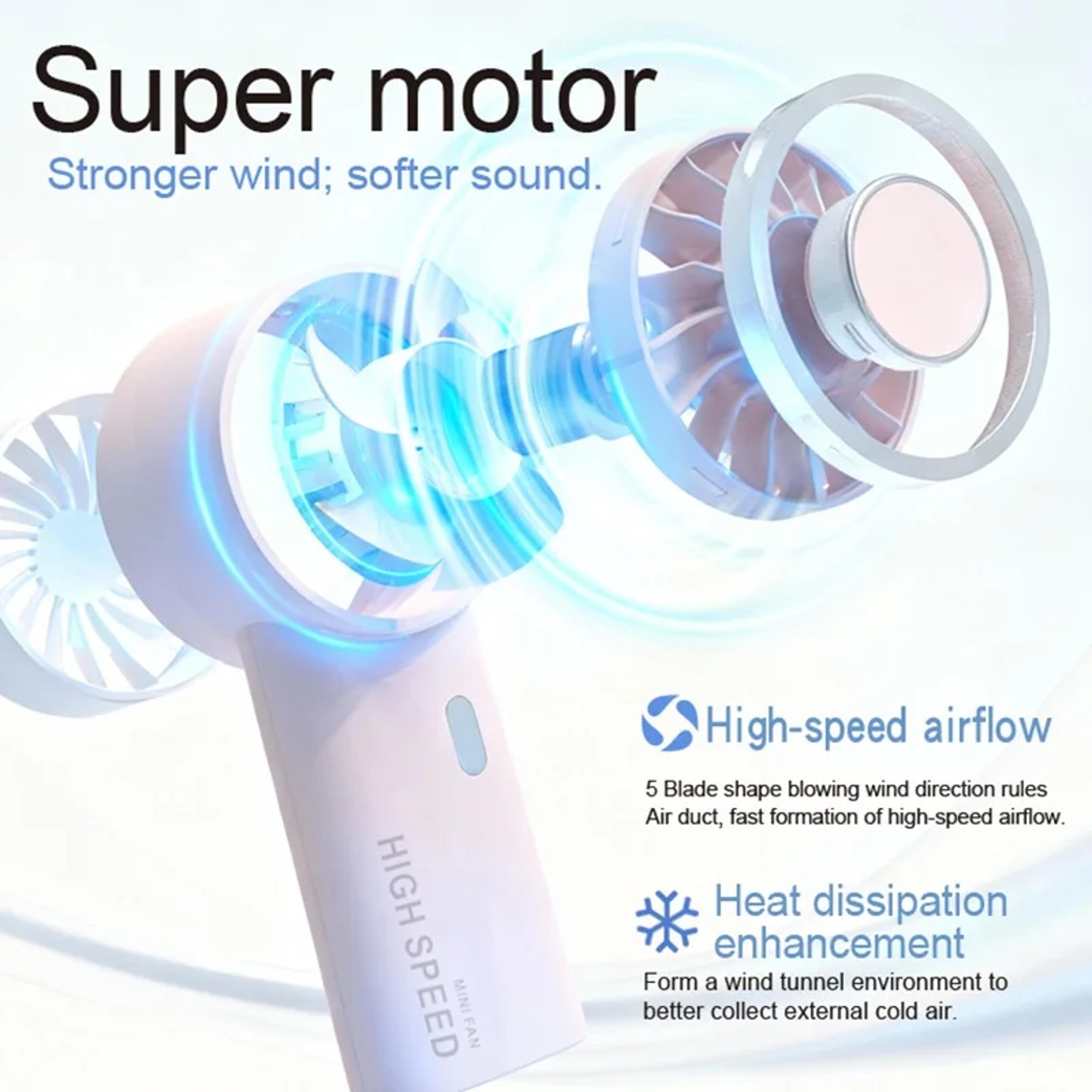 Portable Turbo Mini Fan USB Rechargeable Speed Handheld Cooling Fan 5