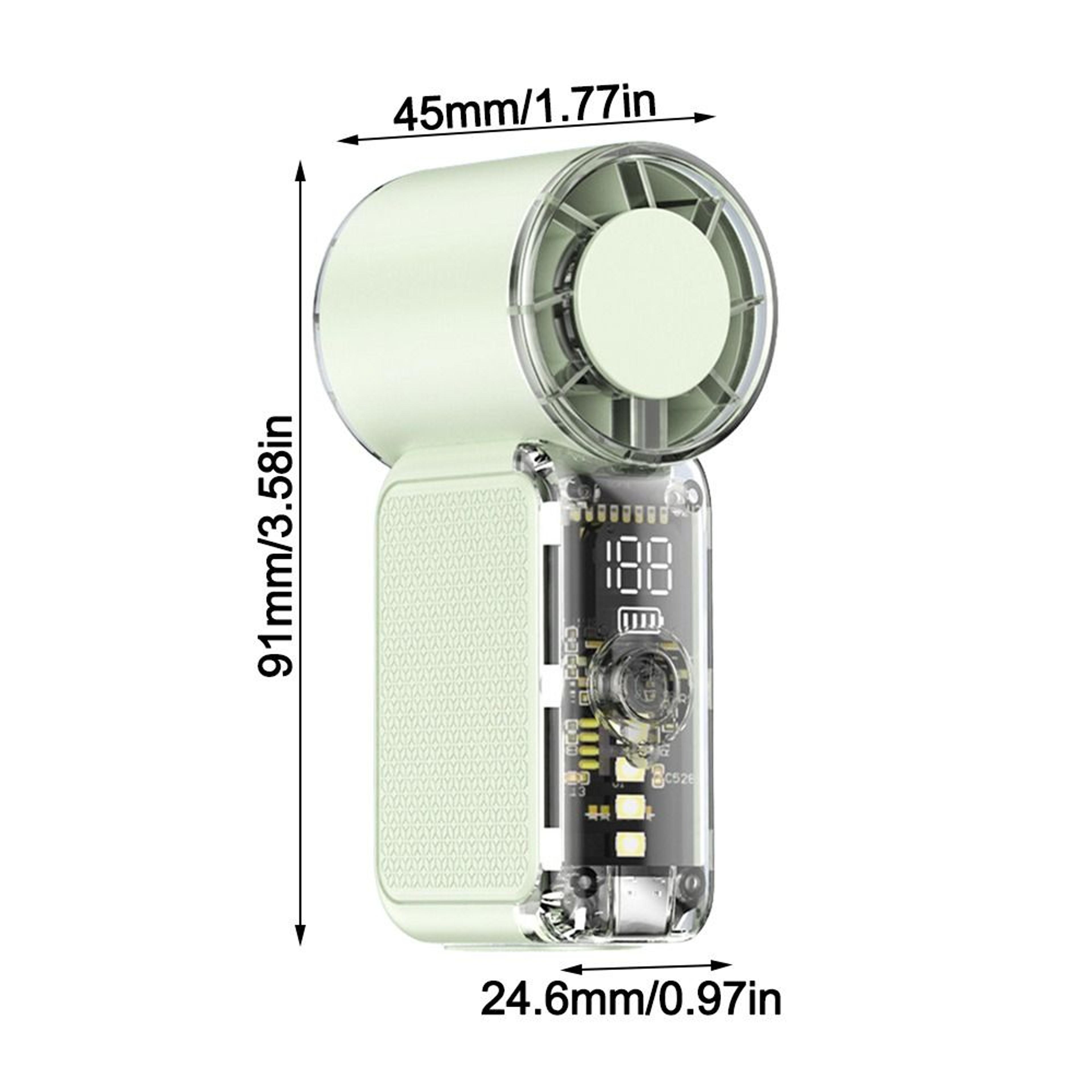 BreezeGlow Mini Handheld Fan With LED Display And USB Rechargeable Cooling 5