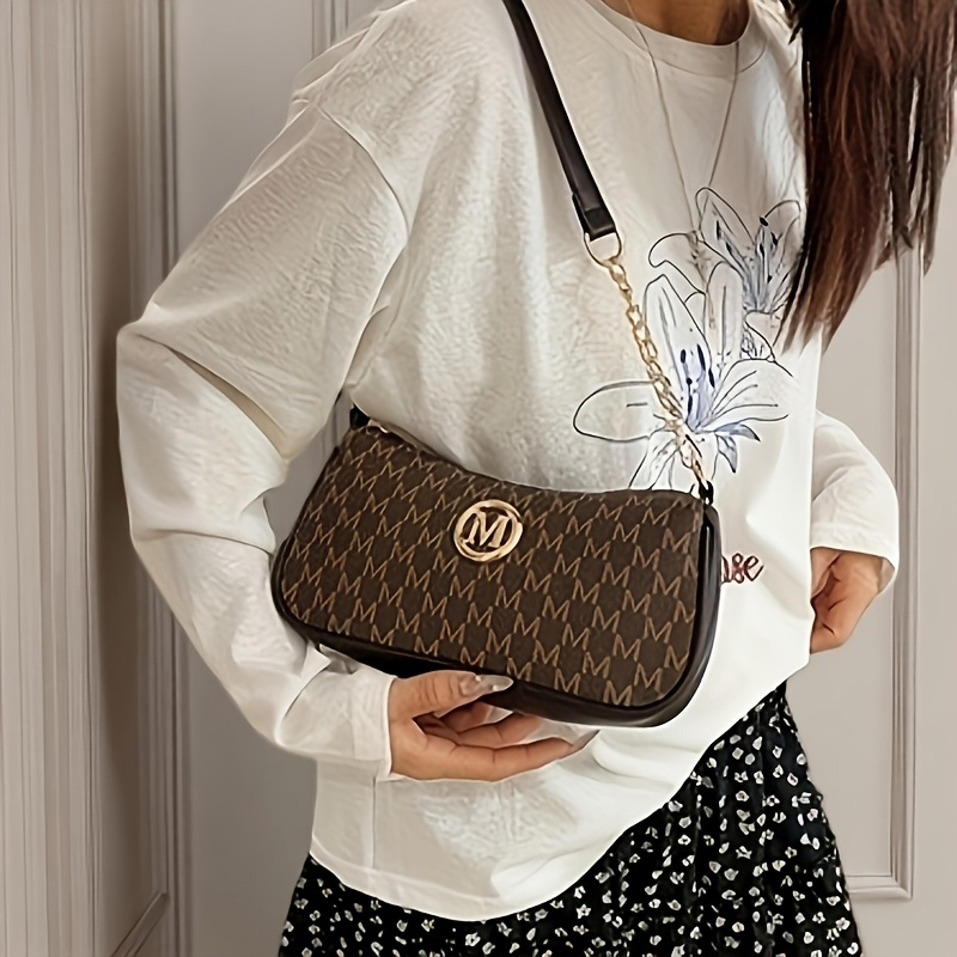 Monogram Mini Womens Shoulder Bag Elegant Underarm Purse With Gold Hardware 2