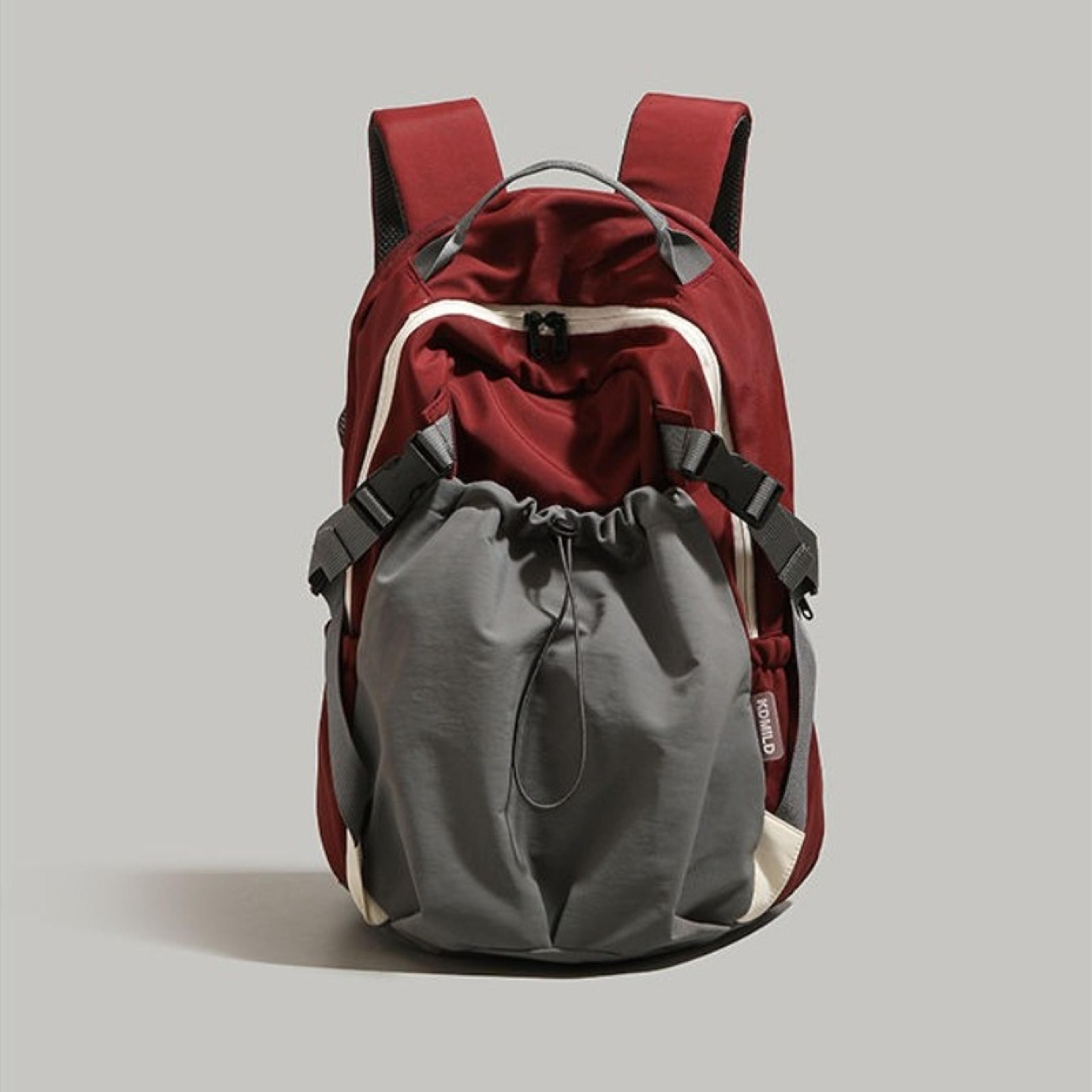 Large Capacity Nylon Backpack With Padded Straps And Drawstring Side Pocket 3