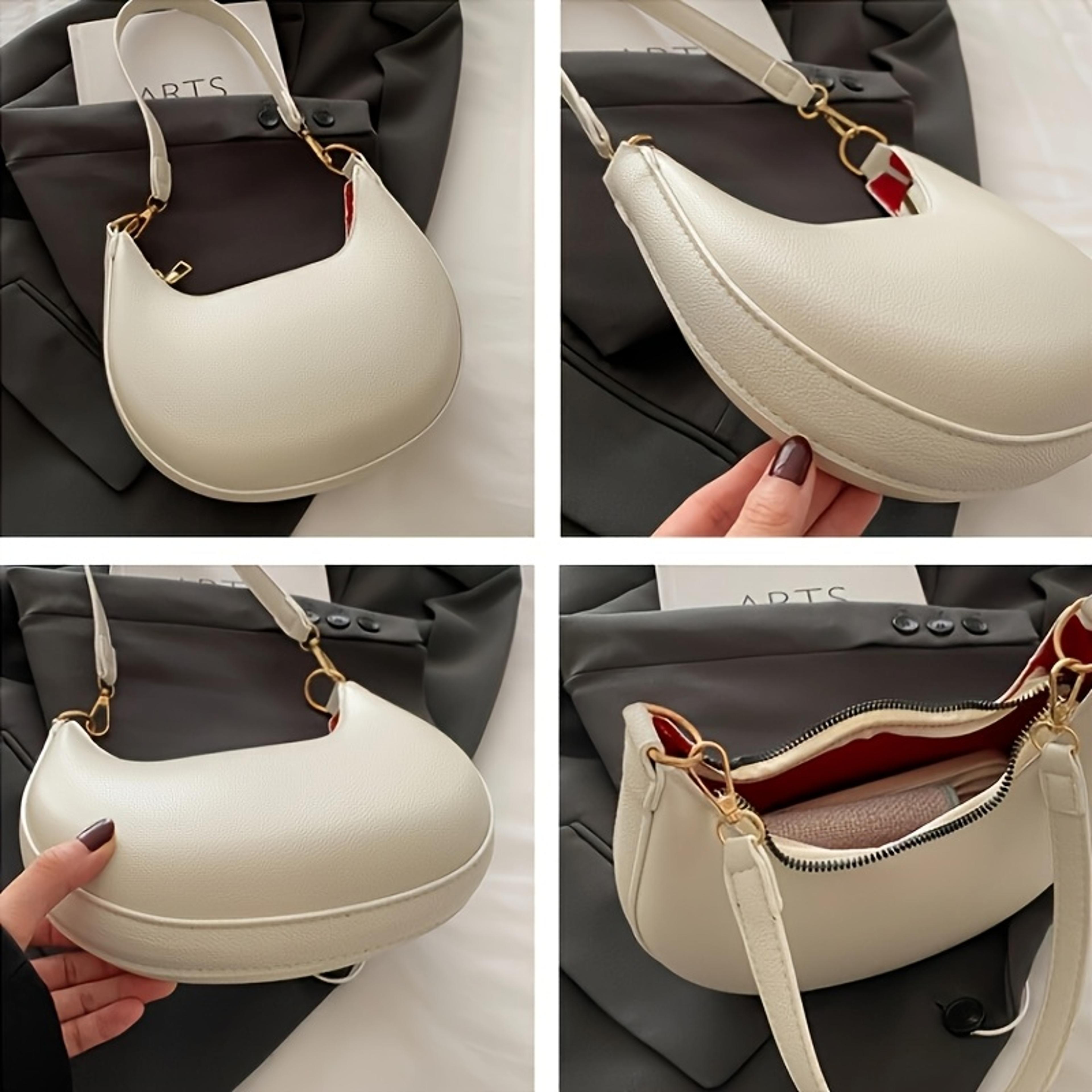Womens Pebbled Leather Shoulder Bag With Detachable Strap Everyday Underarm Purse 2