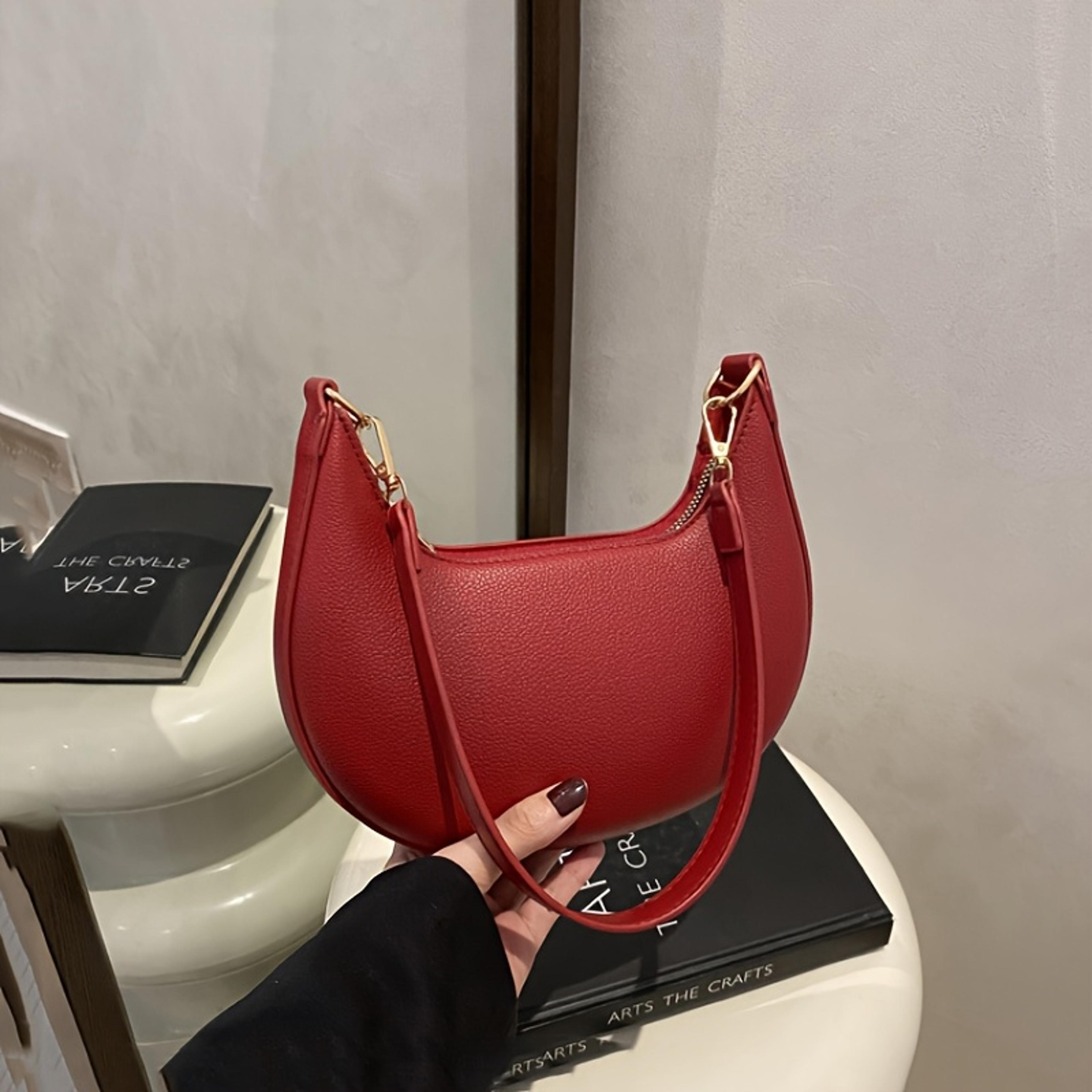 Womens Pebbled Leather Shoulder Bag With Detachable Strap Everyday Underarm Purse 4