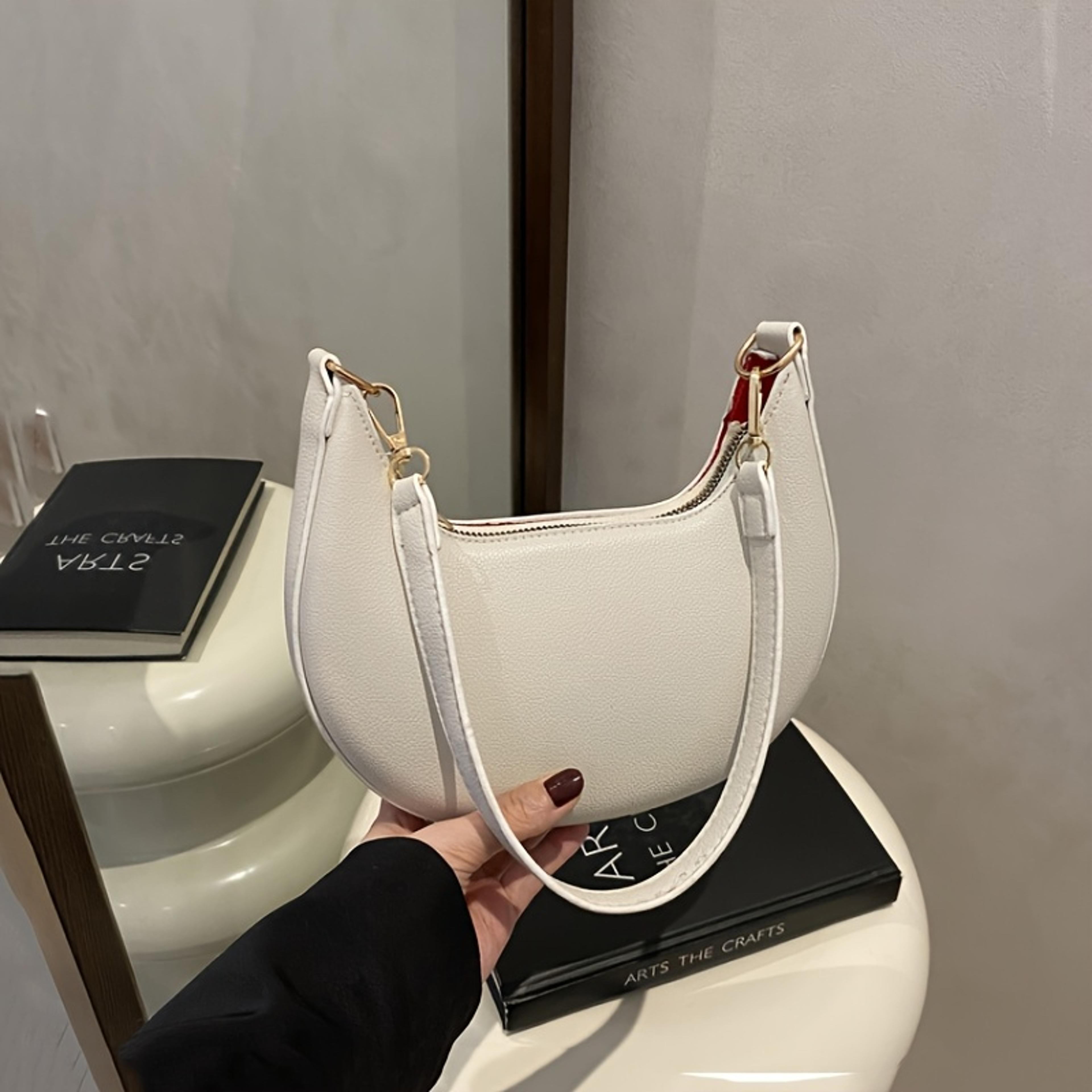 Womens Pebbled Leather Shoulder Bag With Detachable Strap Everyday Underarm Purse 5