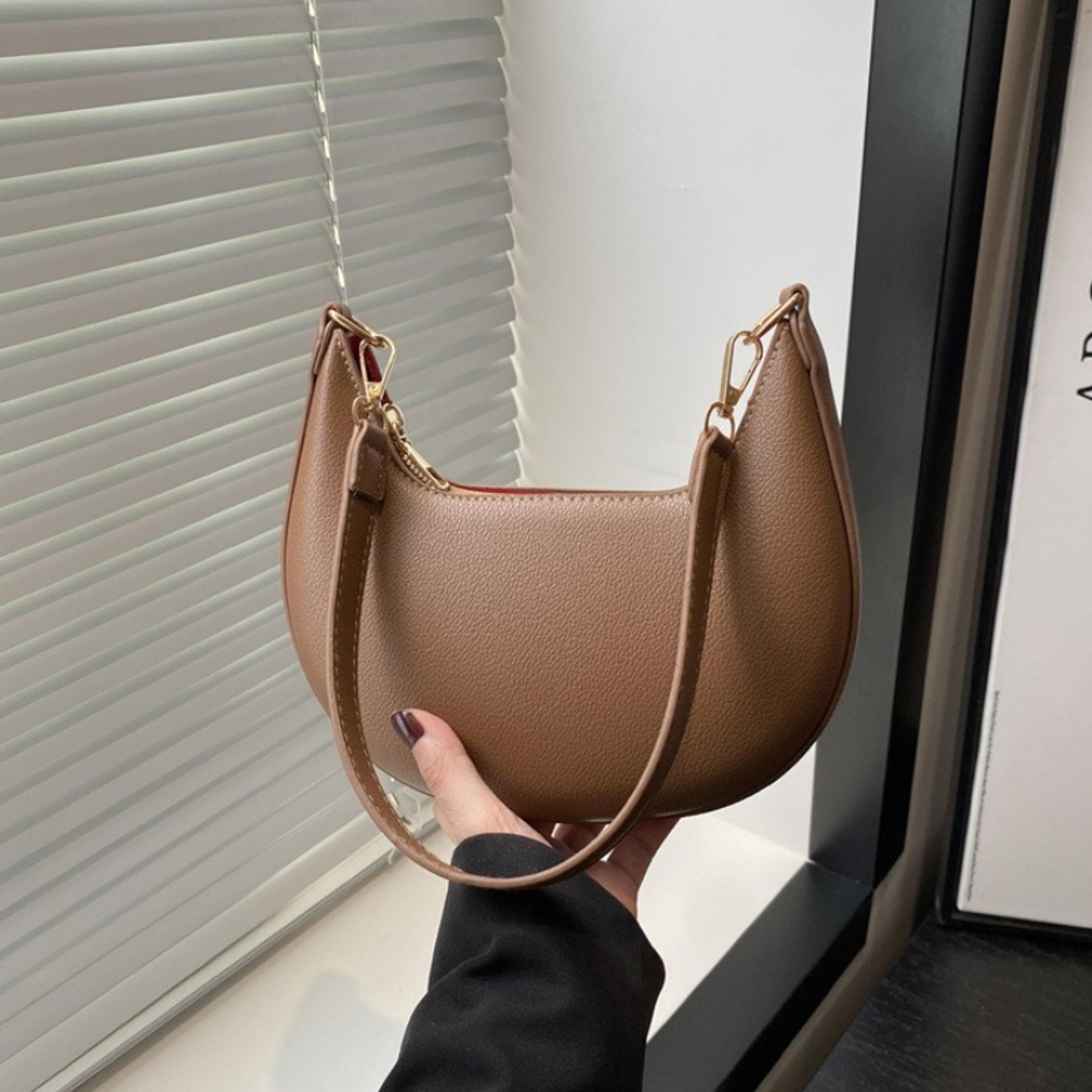 Womens Pebbled Leather Shoulder Bag With Detachable Strap Everyday Underarm Purse 6