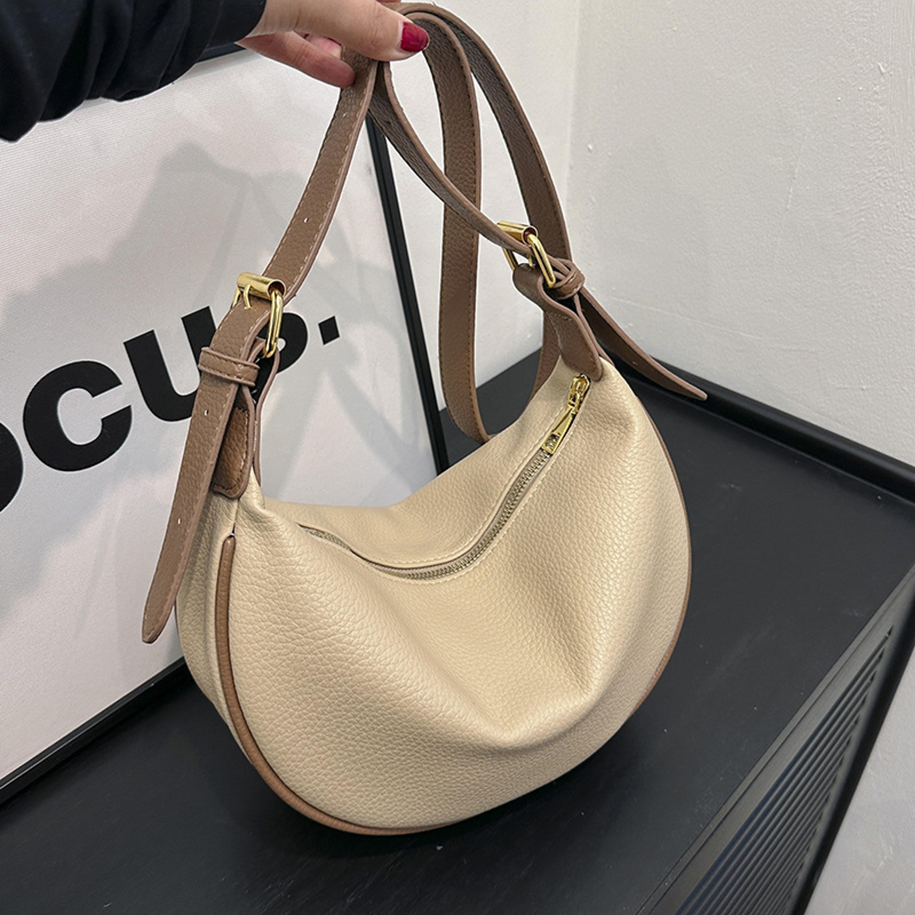 Soft Leather Crescent Crossbody Bag Adjustable Hobo Shoulder Bag 4