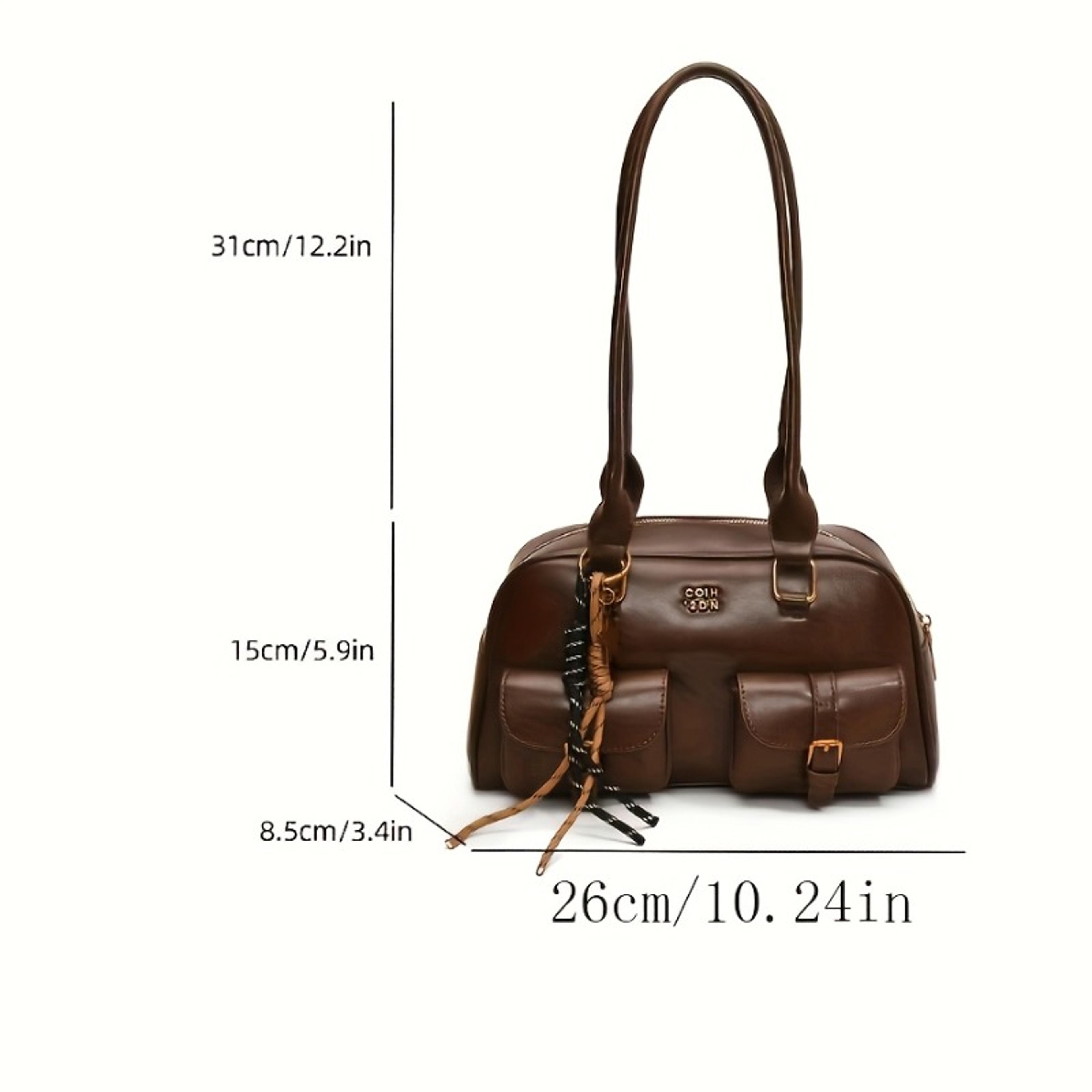 Stylish Womens Shoulder Bag With Multi Pocket Storage And Gold Tone Details 2
