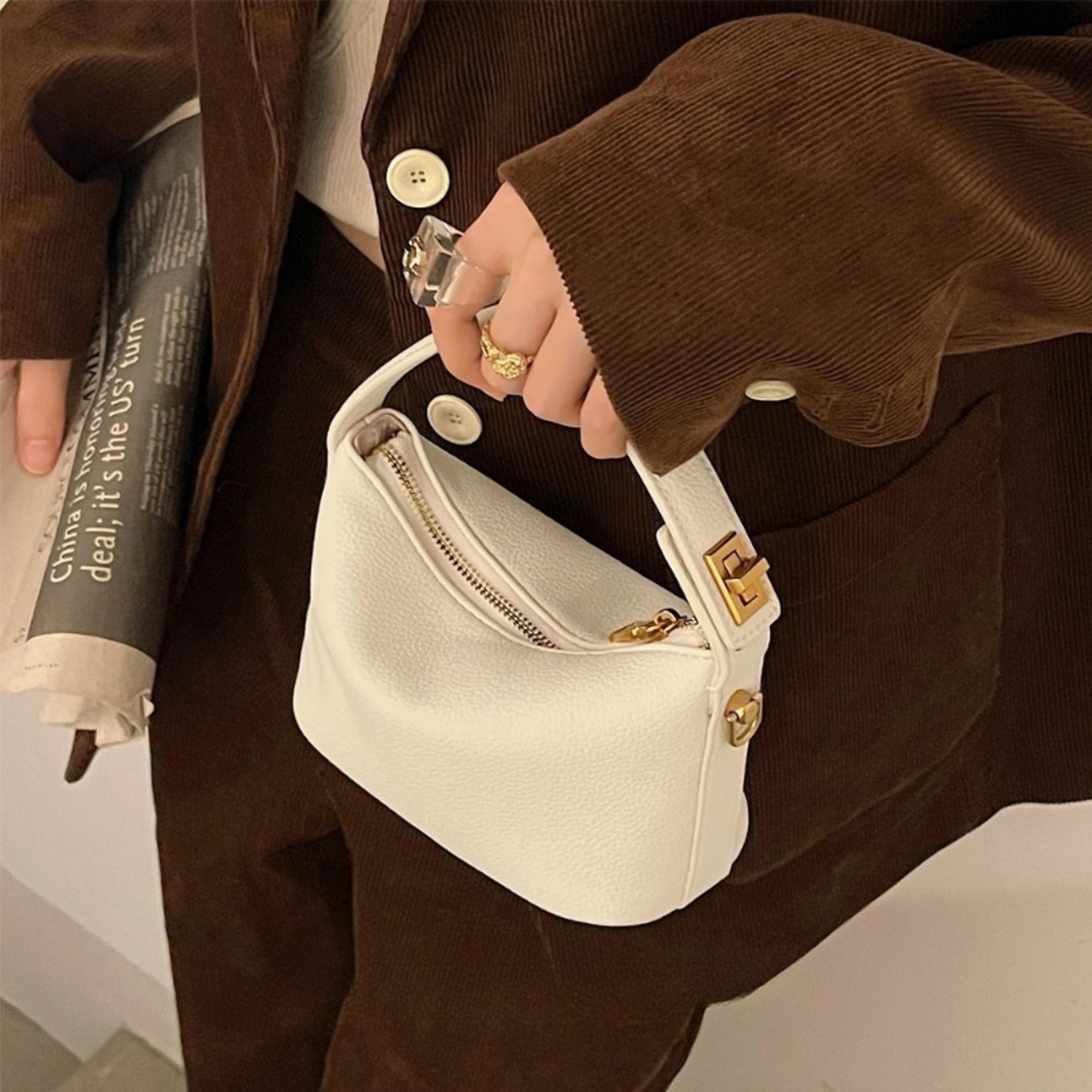 Soft Mini Crossbody Bag With Gold Hardware And Top Handle 0