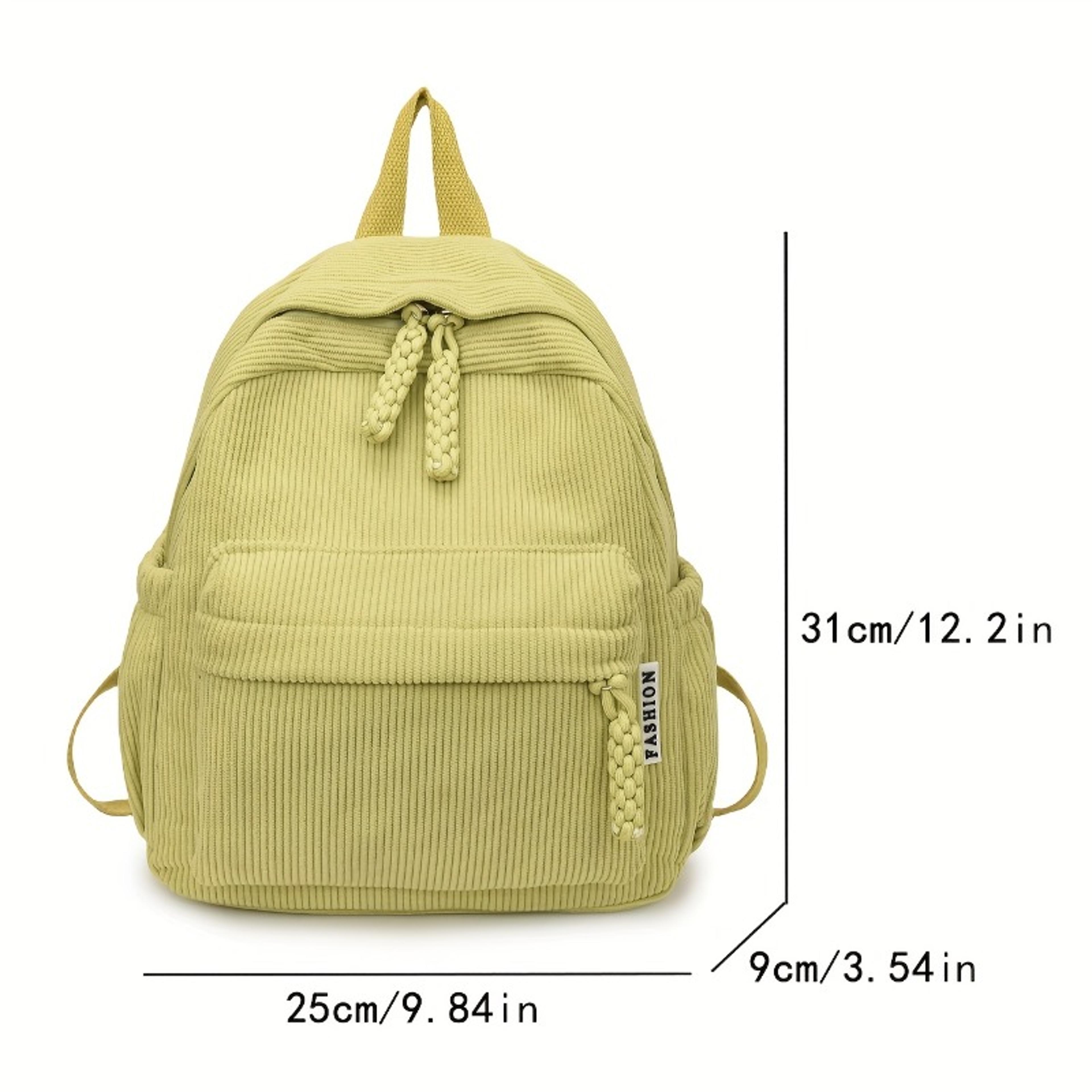 Corduroy Mini Backpack Lightweight Casual Daypack With Adjustable Straps 1