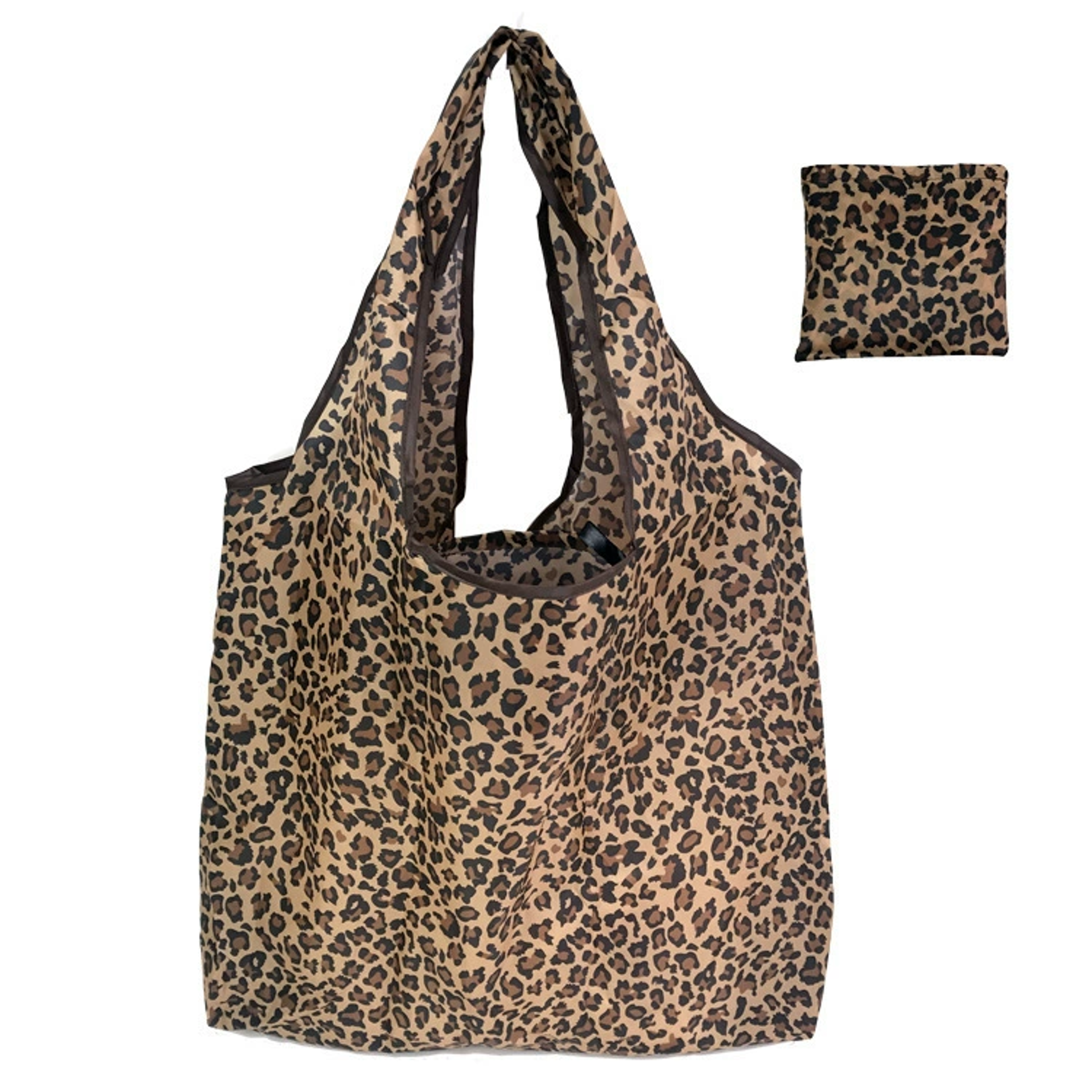 Leopard Print Foldable Tote Bag Large Capacity Reusable Shopping Bag For Women 4