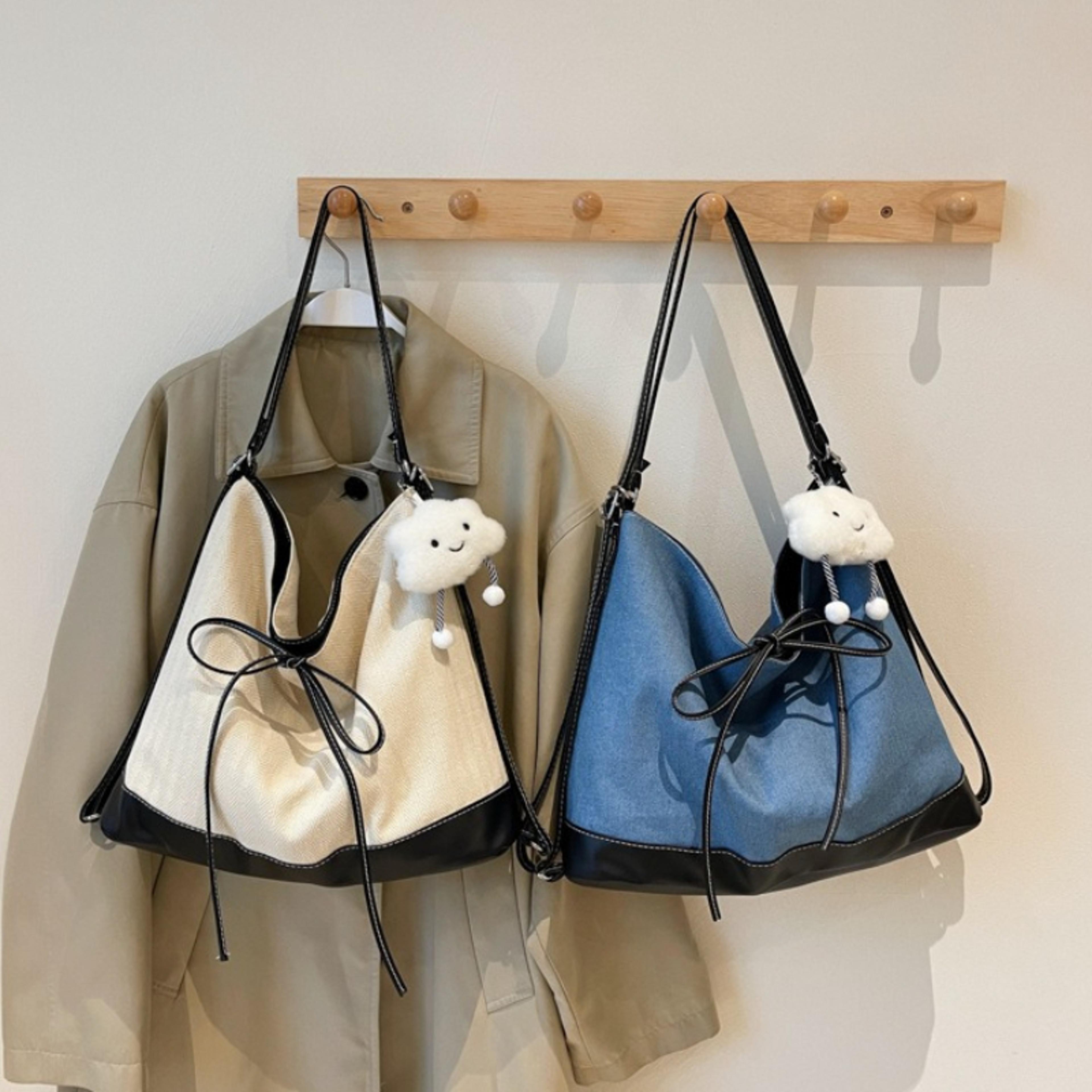 Cloud Charm Large Capacity Canvas Drawstring Backpack Tote For Women 0
