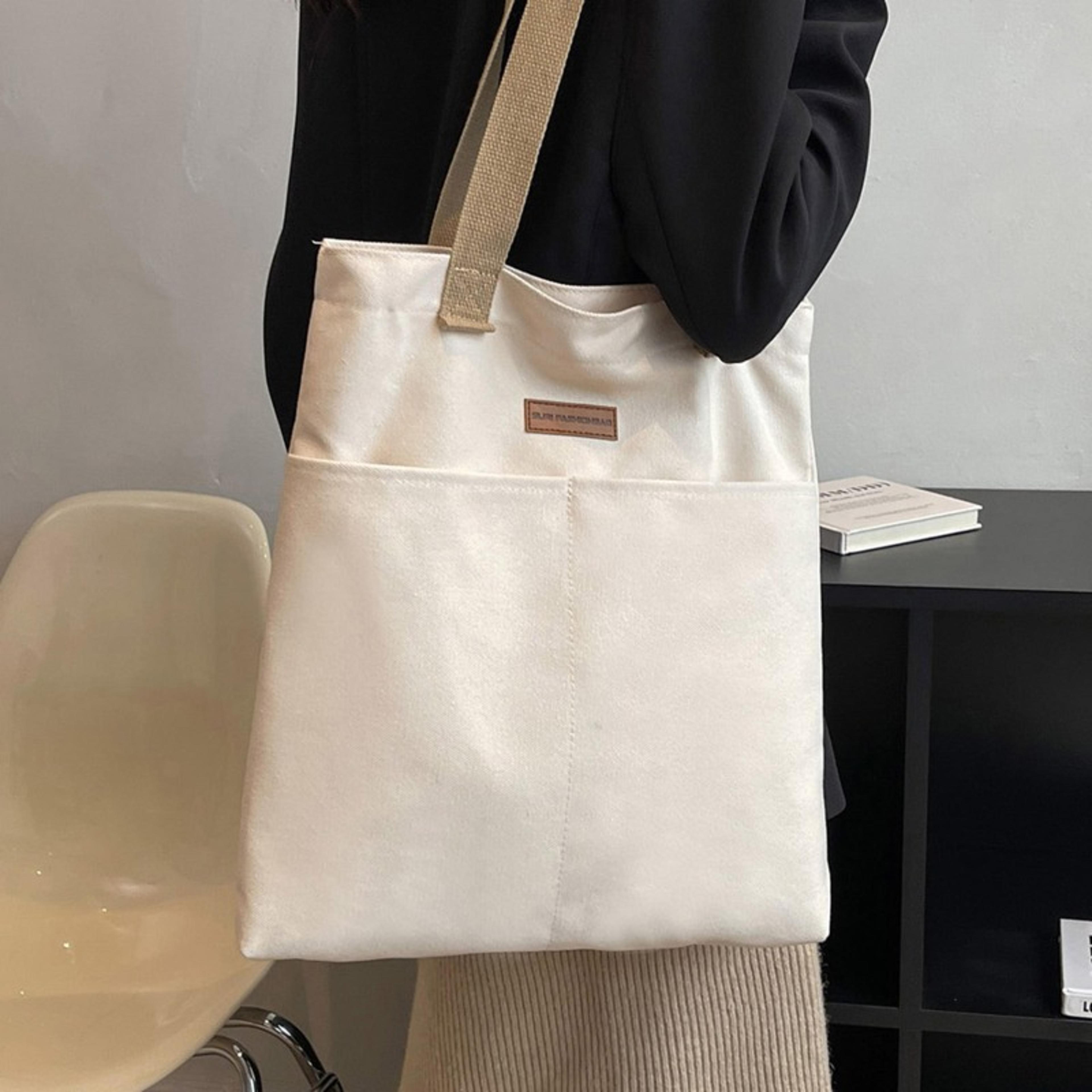 Multi Pocket Canvas Tote Bag With Reinforced Handles For Work College And Everyday Carry 4