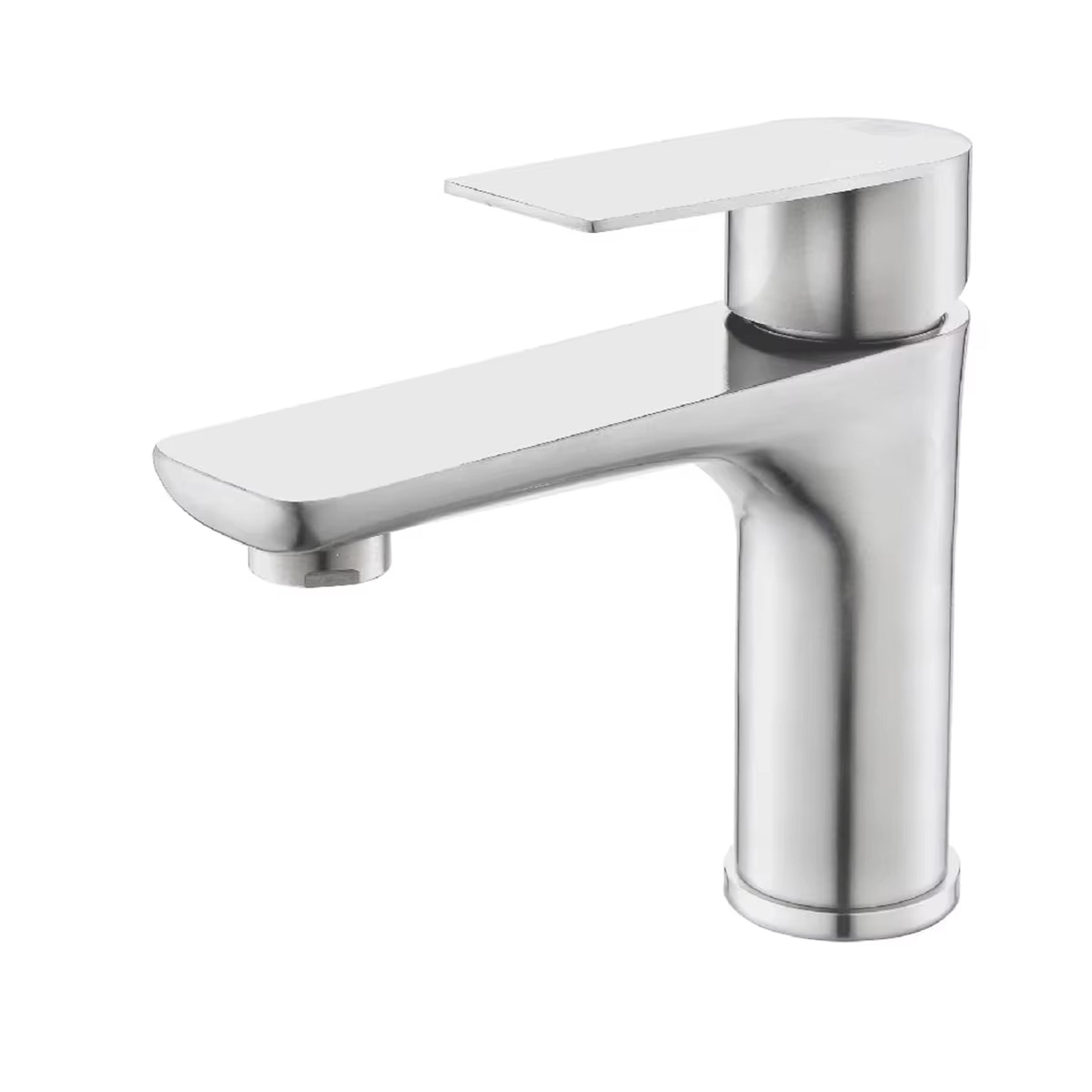 Stainless Steel Bathroom Basin Faucet Hot Cold Single Handle Mixer Tap 6