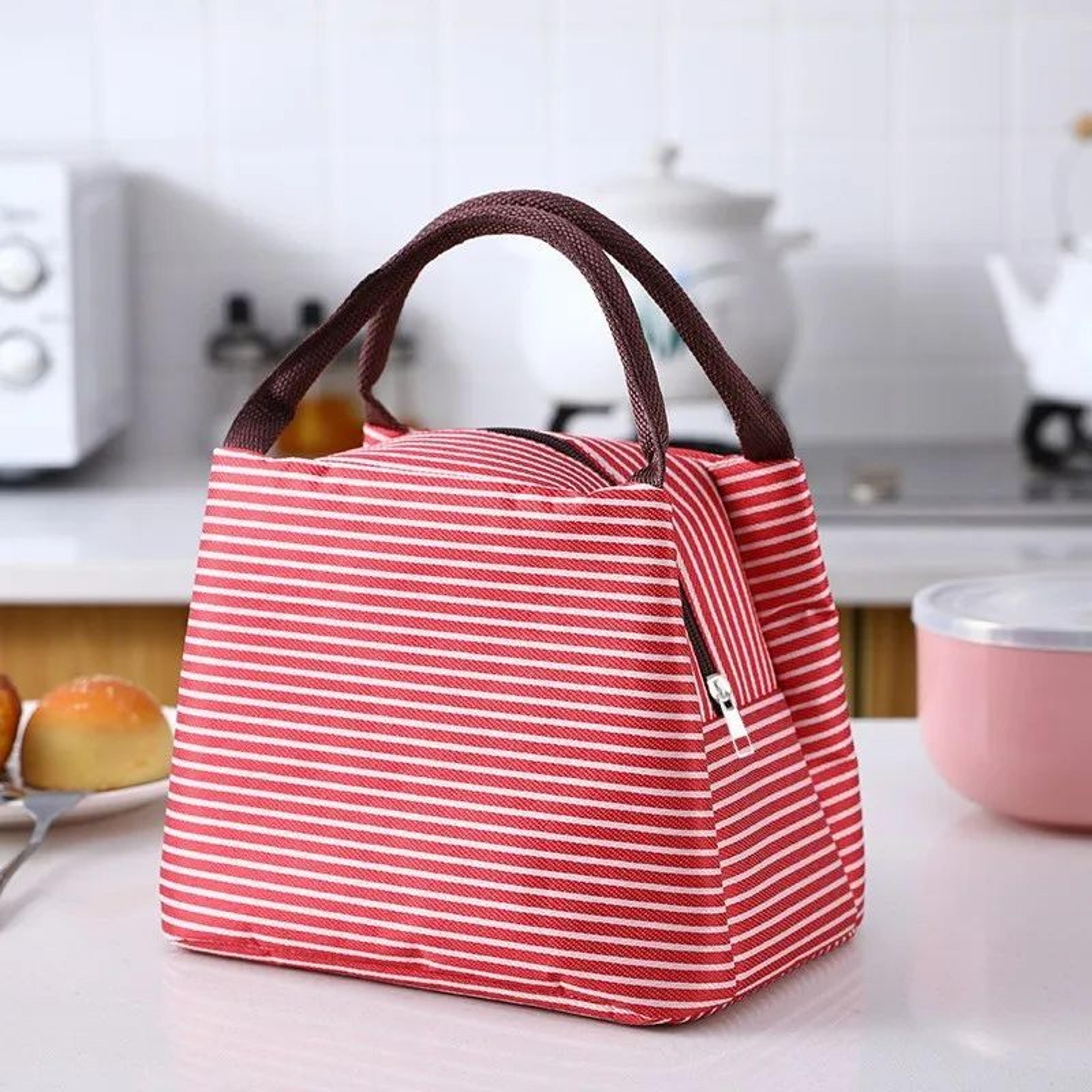 Striped Large Insulated Lunch Bag Waterproof Oxford Cooler Tote For Work And Picnic 9