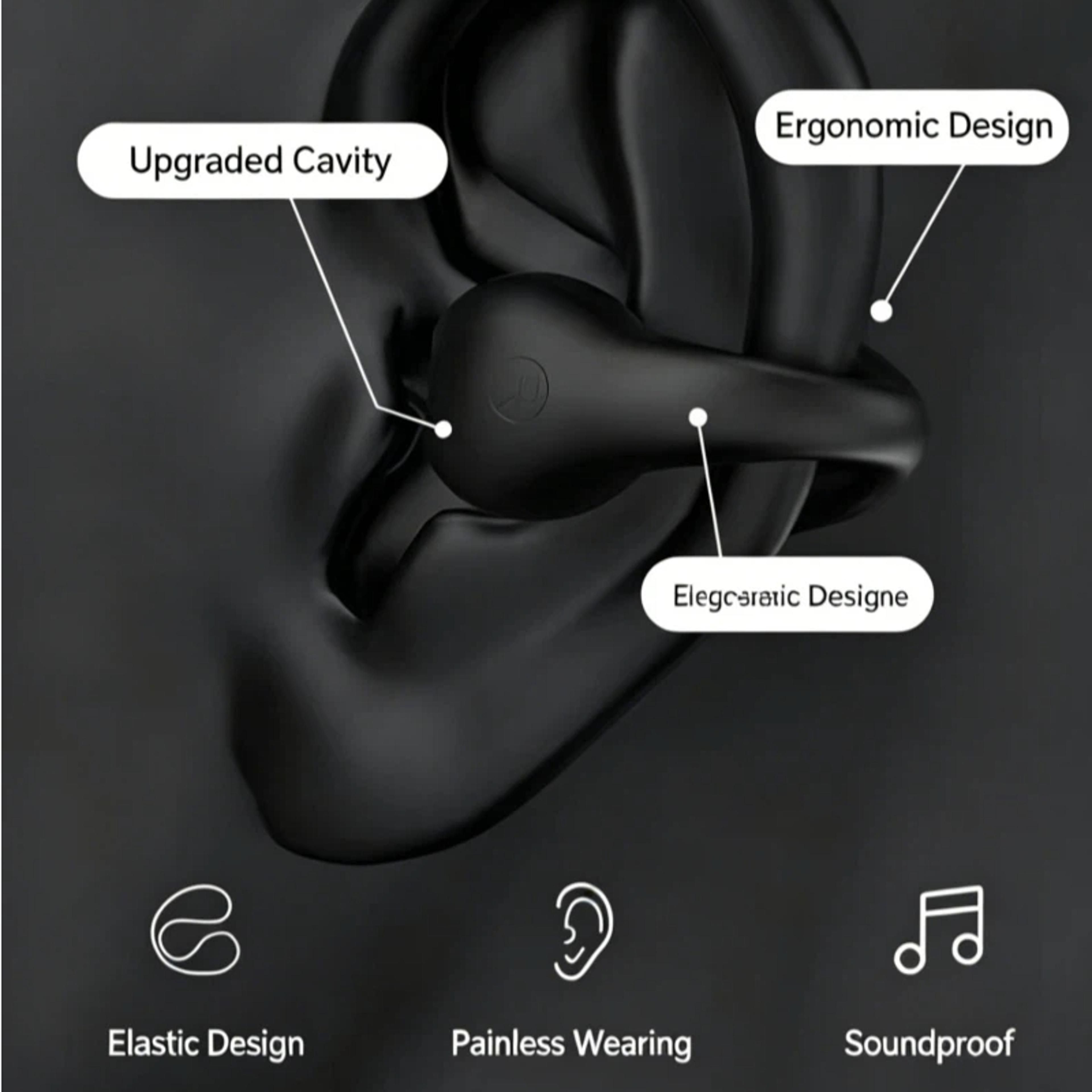 Clip On Wireless Bluetooth Earbuds With LED Power Display And Mic 2
