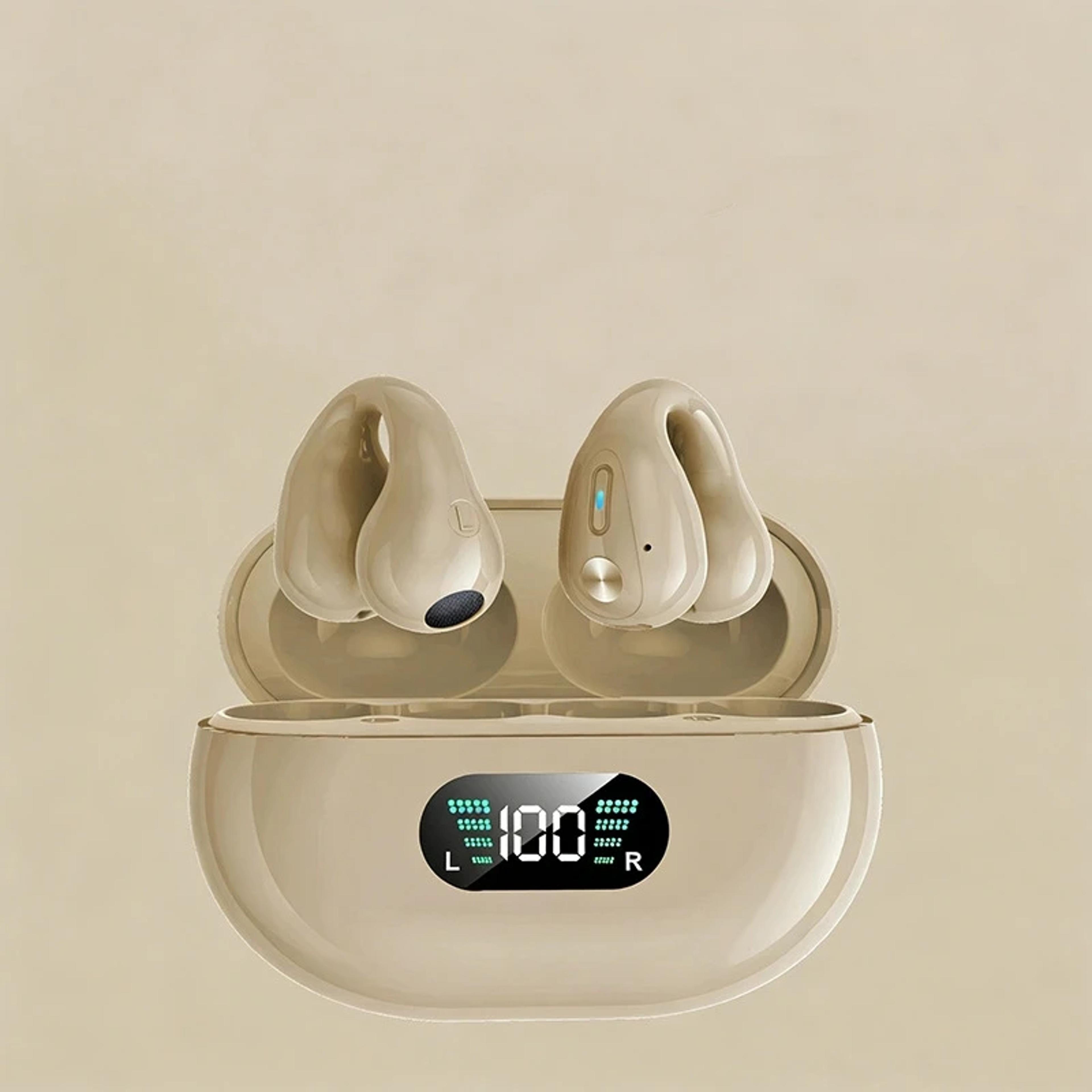 Clip On Wireless Bluetooth Earbuds With LED Power Display And Mic 5