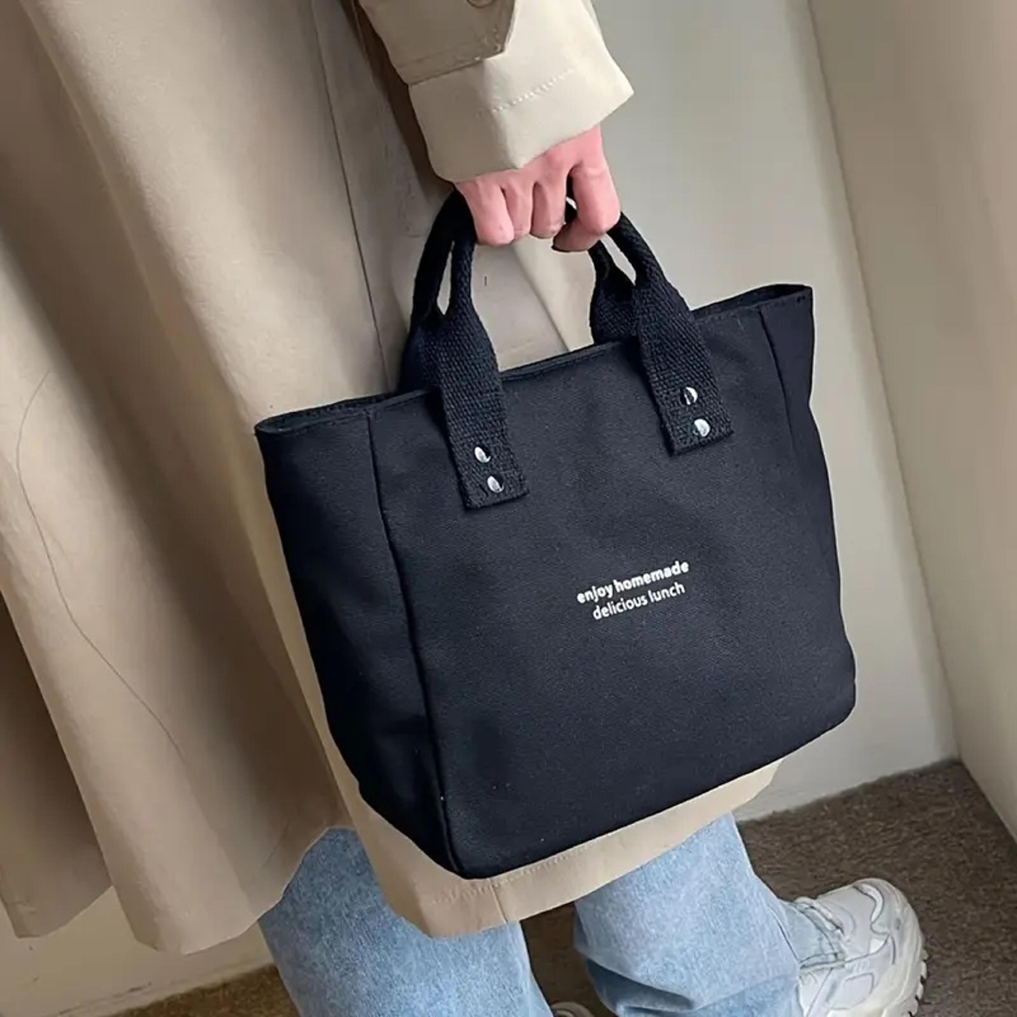 Classic Canvas Tote Bag Durable Solid Color Shoulder Bag For Work And Everyday Use 0