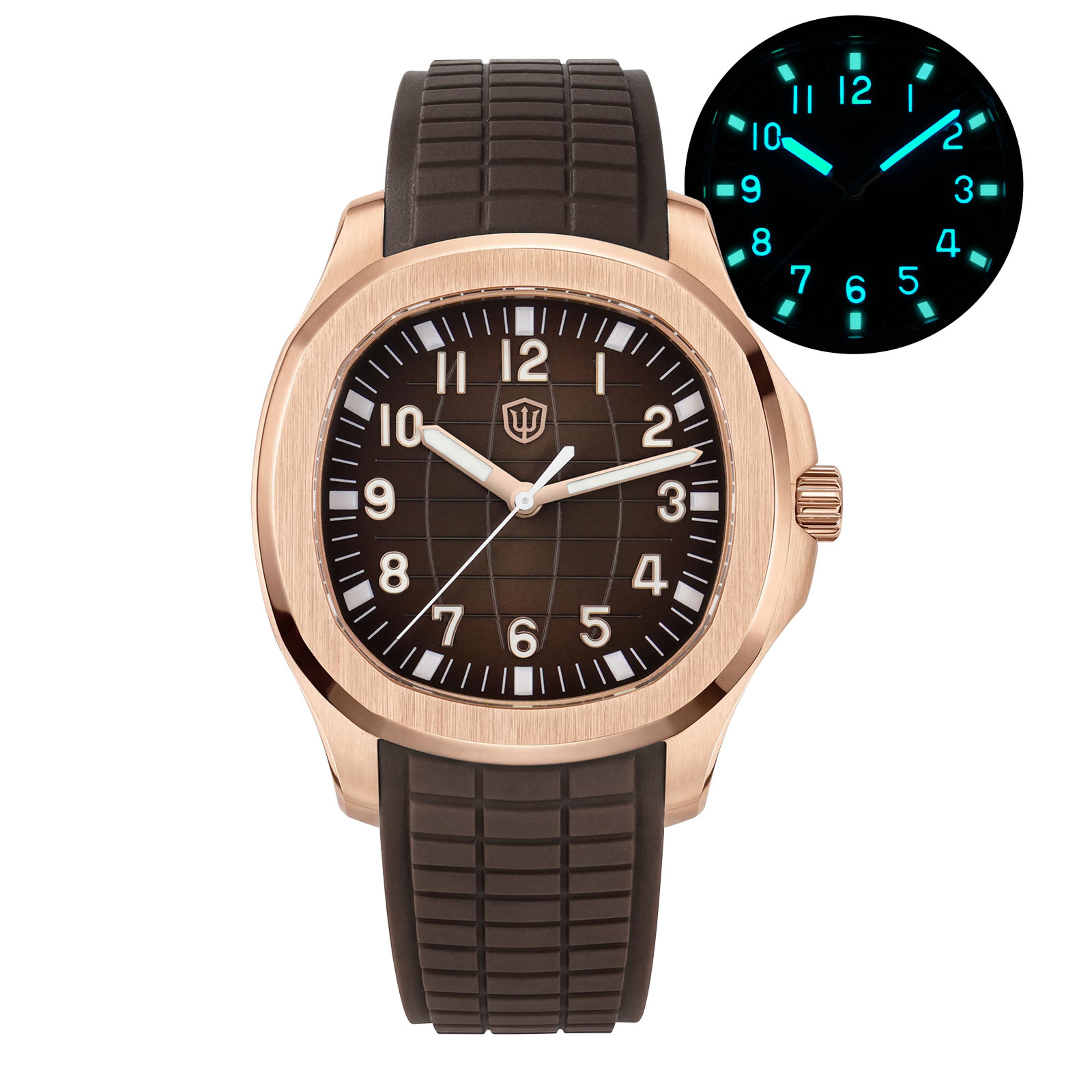 Sweep Second Quartz Watch With Sapphire Crystal Waterproof Steel Case FKM Strap 6