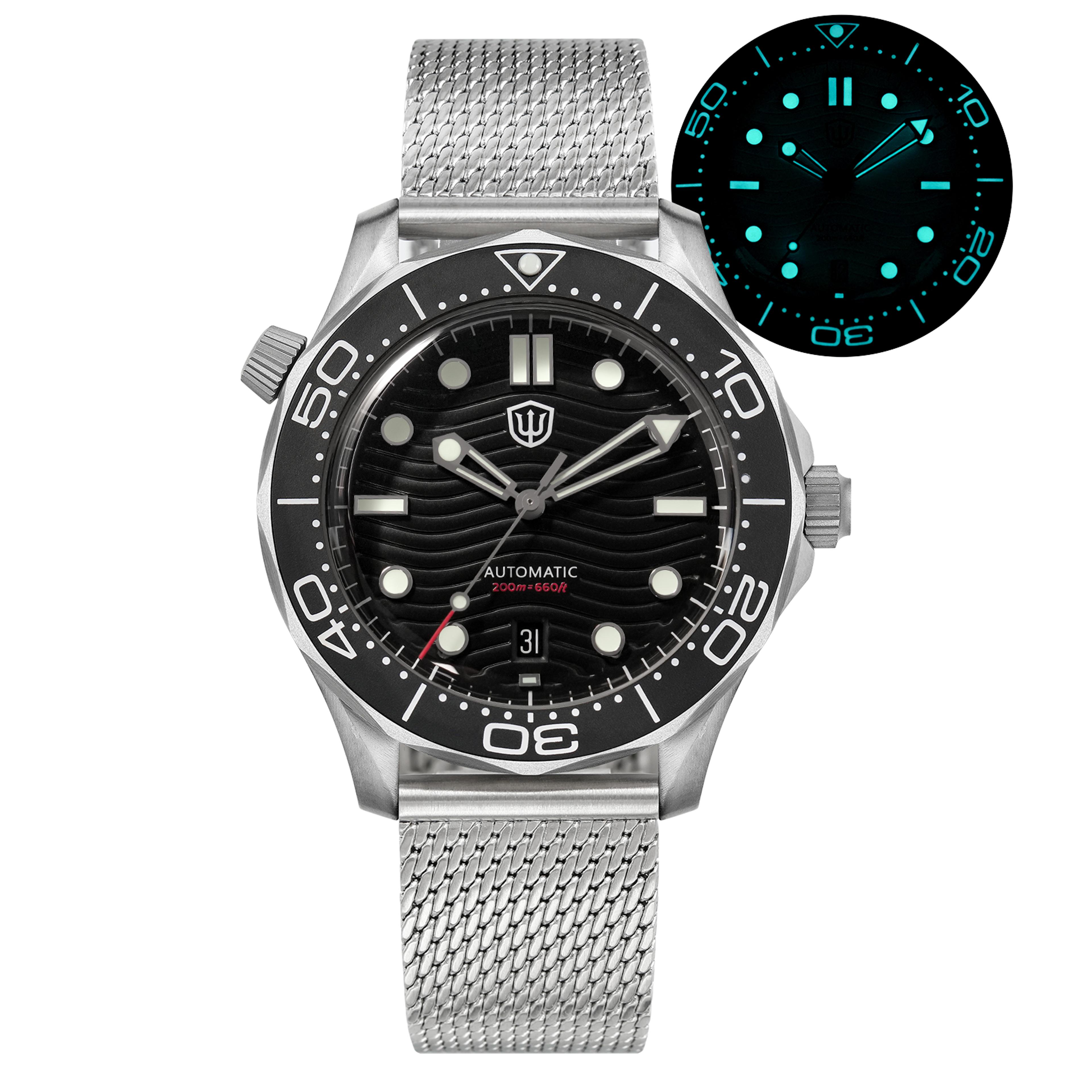 Automatic Titanium Dive Watch With Sapphire Crystal Click Bezel Helium Valve 0