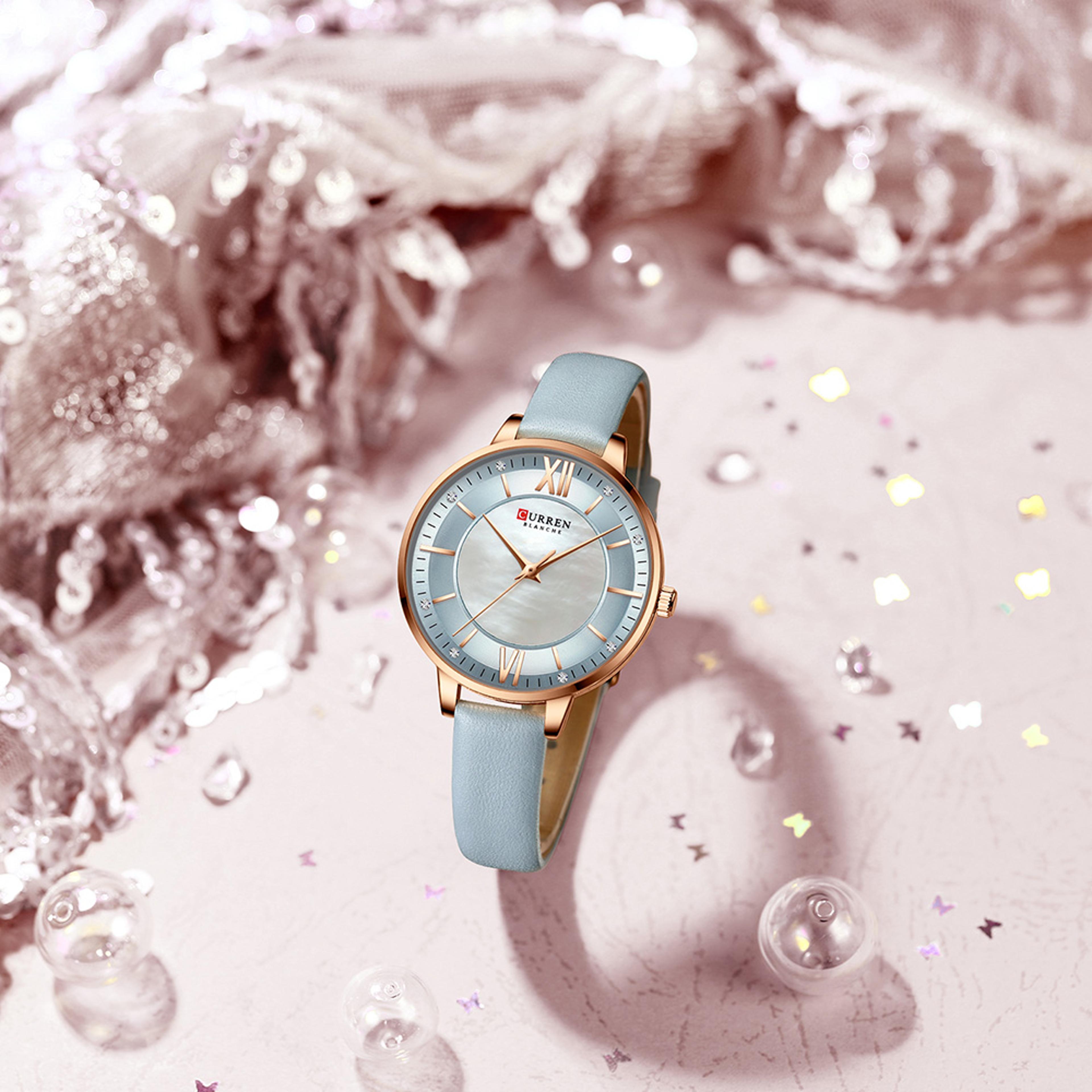 Elegant Luxury Leather Strap Ladies Quartz Watch 2
