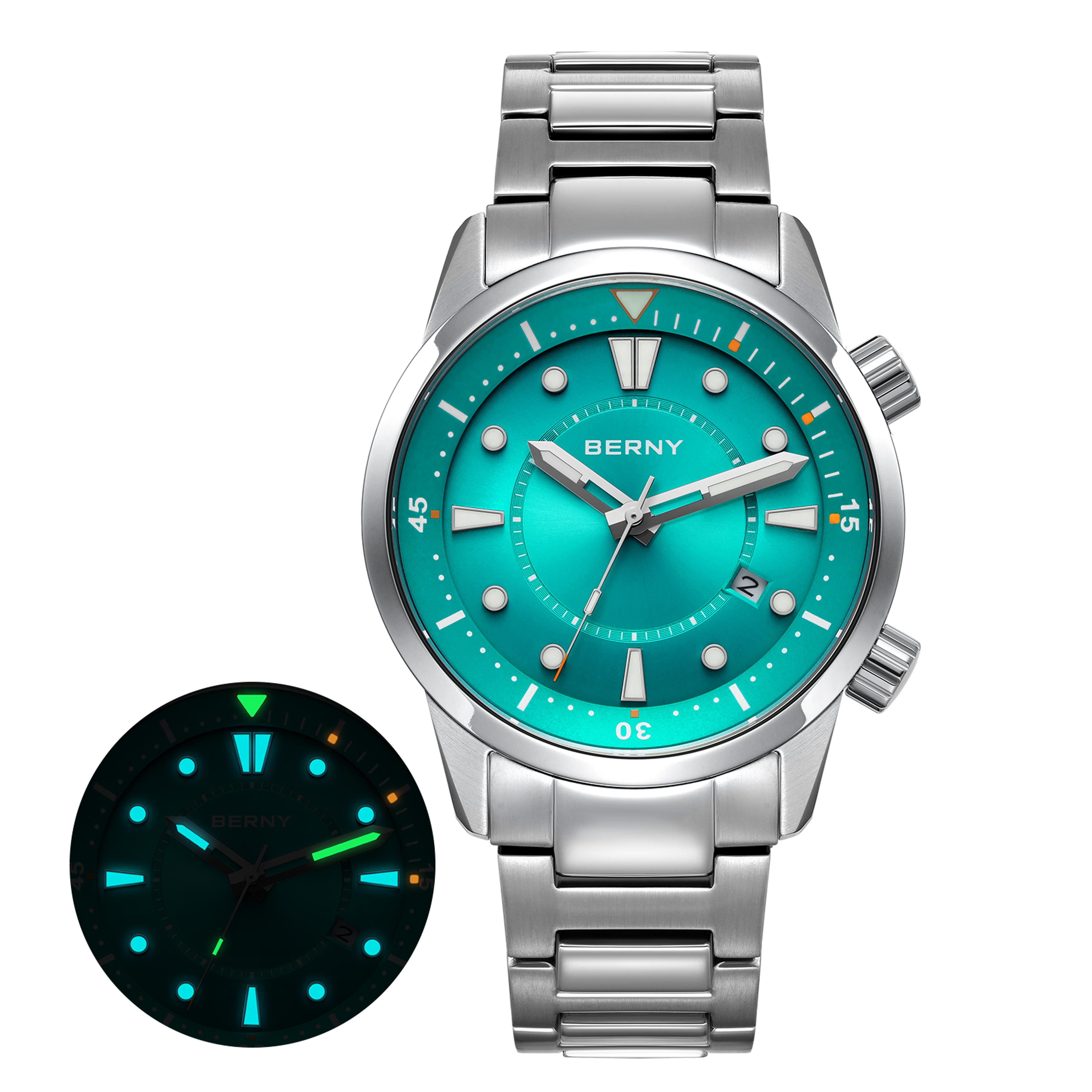 Automatic Dive Watch For Men Water Resistant Sapphire Crystal Stainless Steel Watch 8