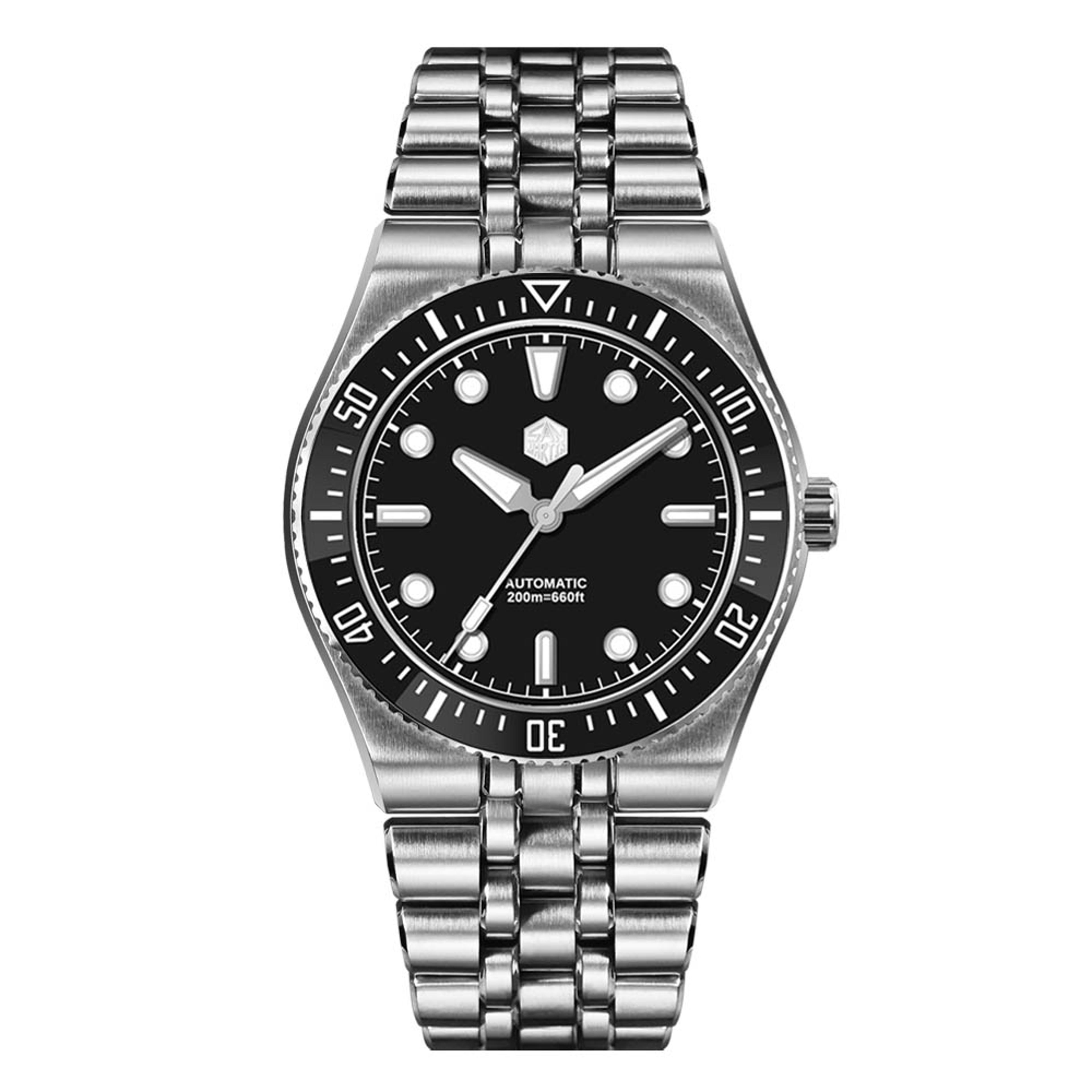 Automatic Diver Watch With Enamel Spiral Dial Integrated Bracelet 8