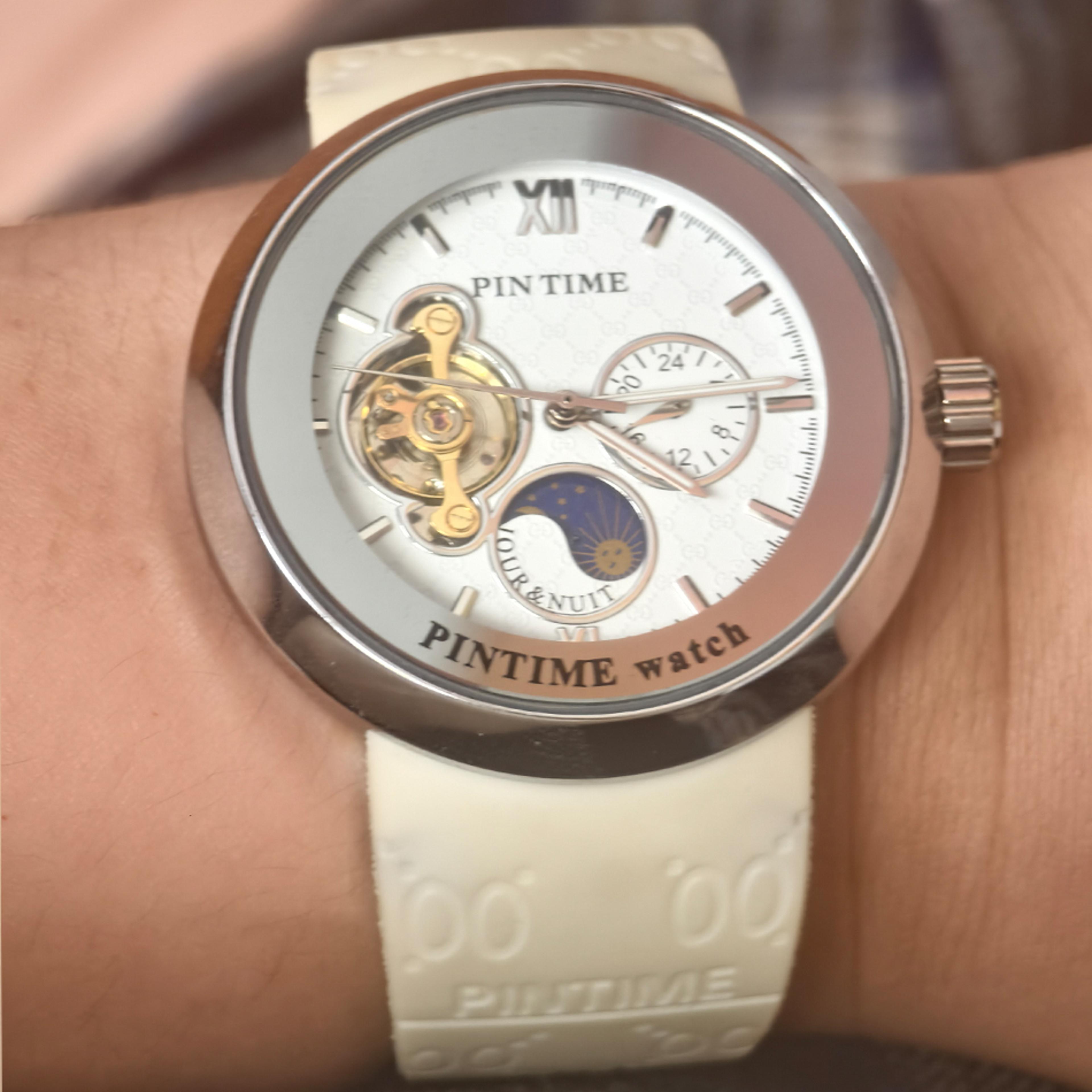 Classic Black Mens Automatic Mechanical Moon Phase Tourbillon Watch 2