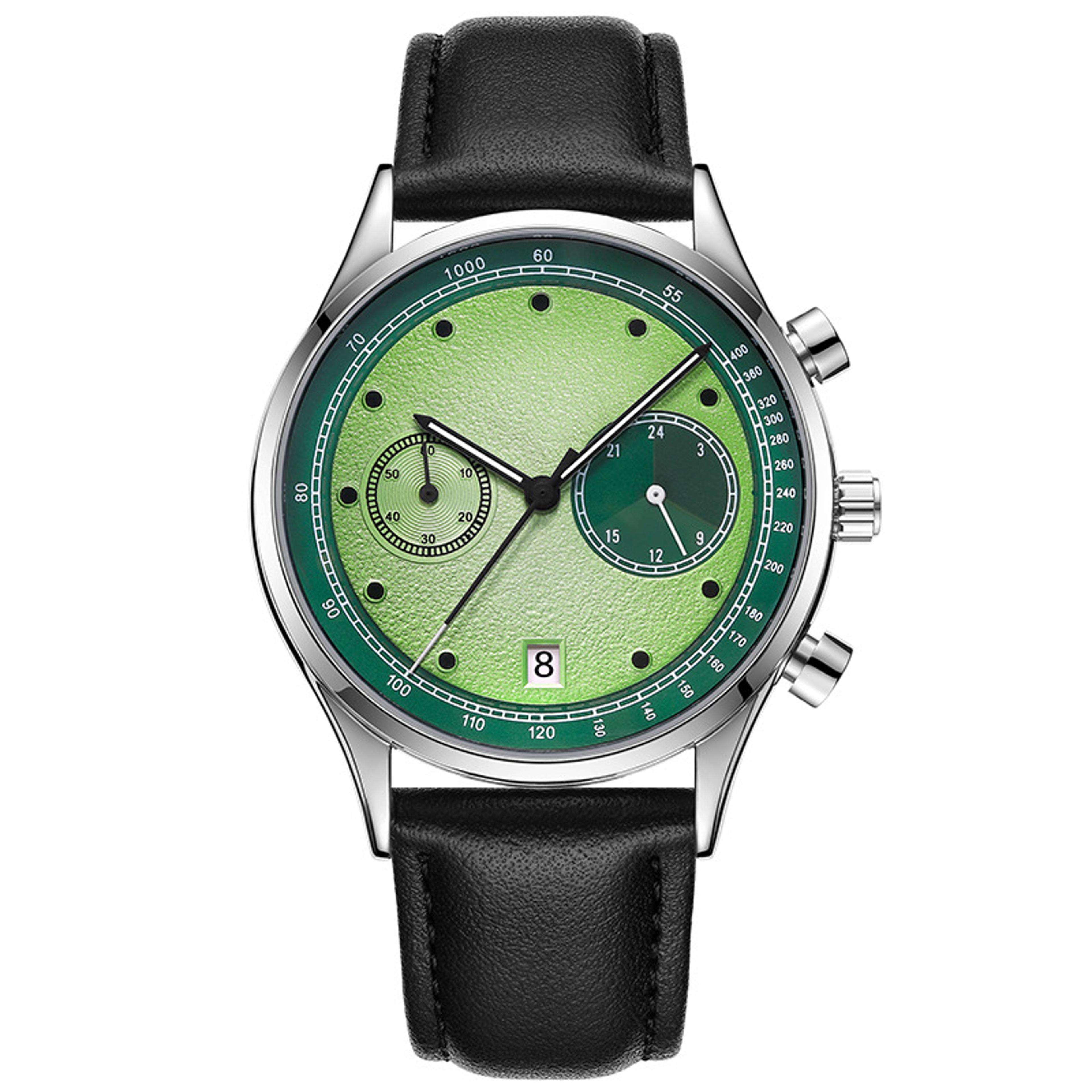 Watermelon Red Dial Quartz Watch For Men With Leather Strap And Multifunction Design 5