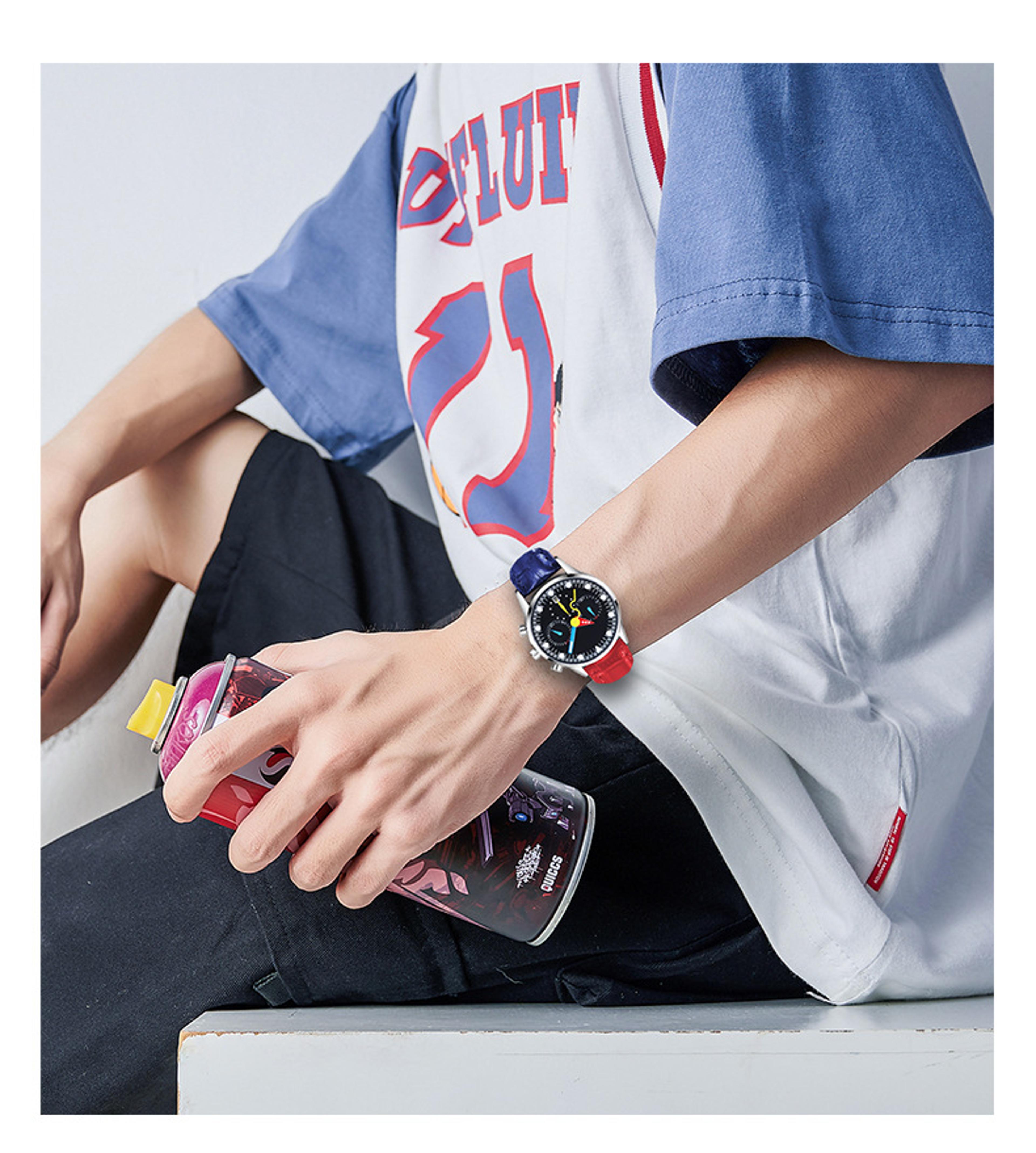 Creative Multifunction Mens Quartz Watch With Leather Strap Unique Fashion Wristwatch 3