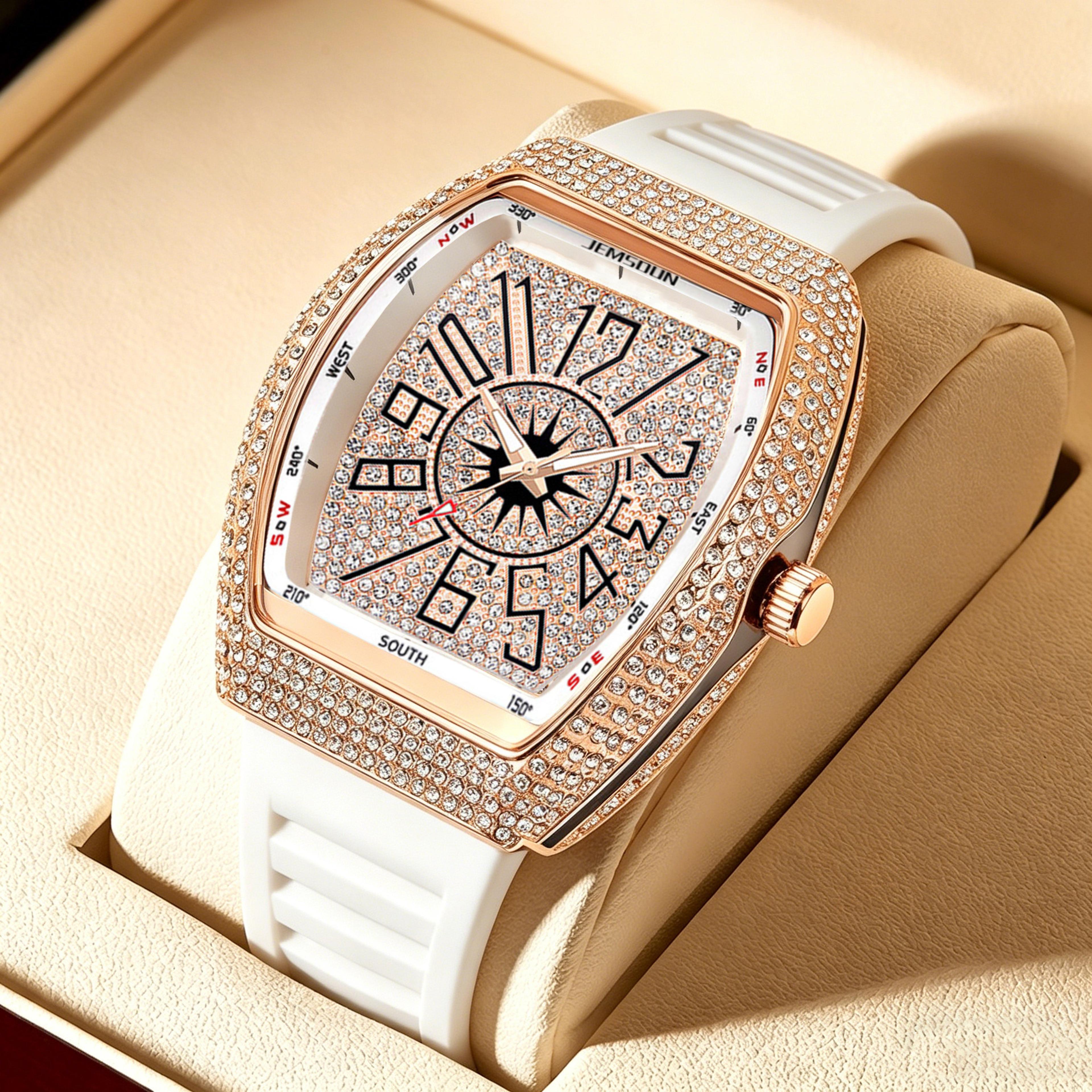 Iced Out Quartz Watch For Men Full Diamond Hip Hop Bling Wristwatch 0