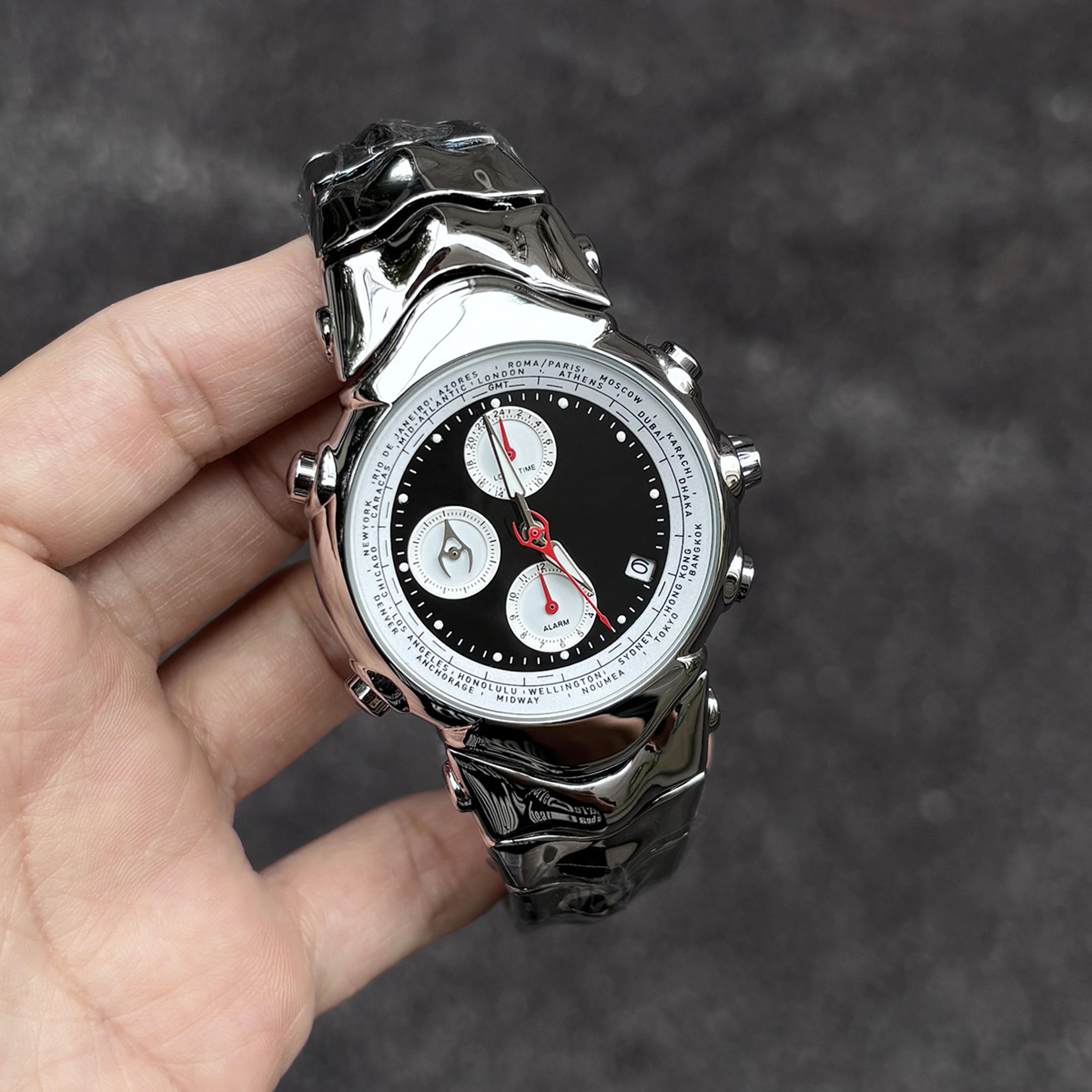 Alien Dial Six Hand Quartz Watch For Men Unique Steel Fashion Wristwatch 4