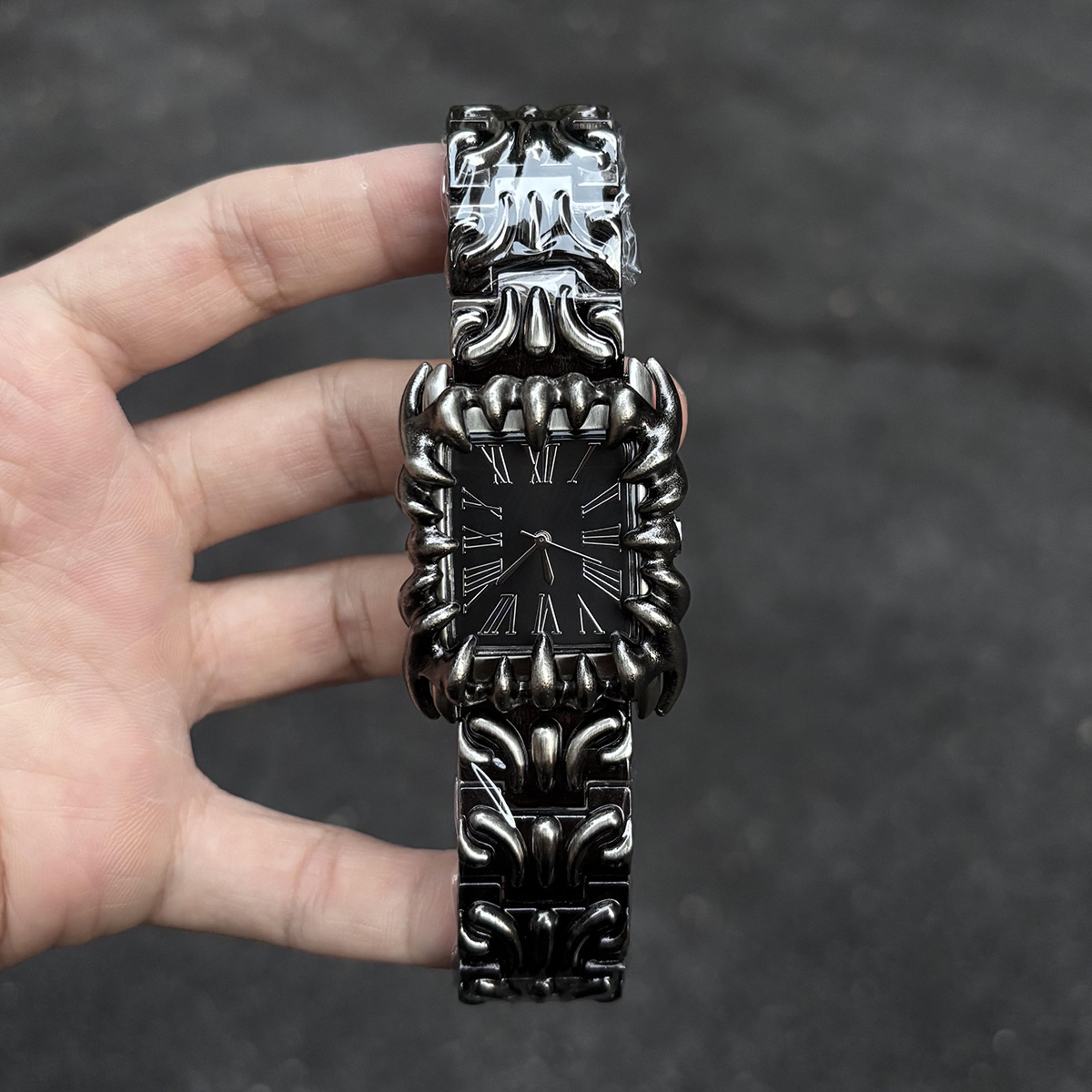 Demon Claw Square Quartz Watch For Men Gothic Statement Wristwatch 3