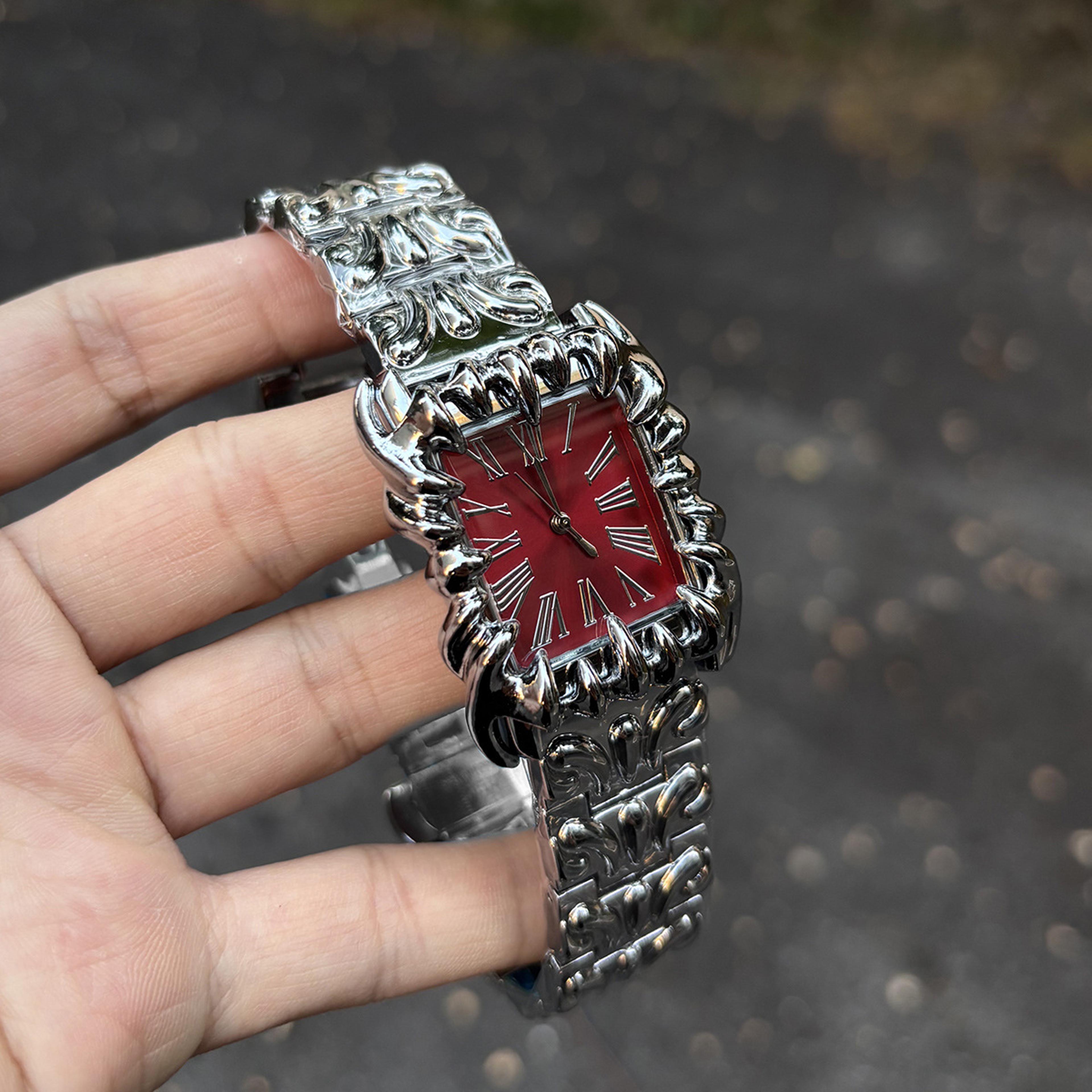 Demon Claw Square Quartz Watch For Men Gothic Statement Wristwatch 6