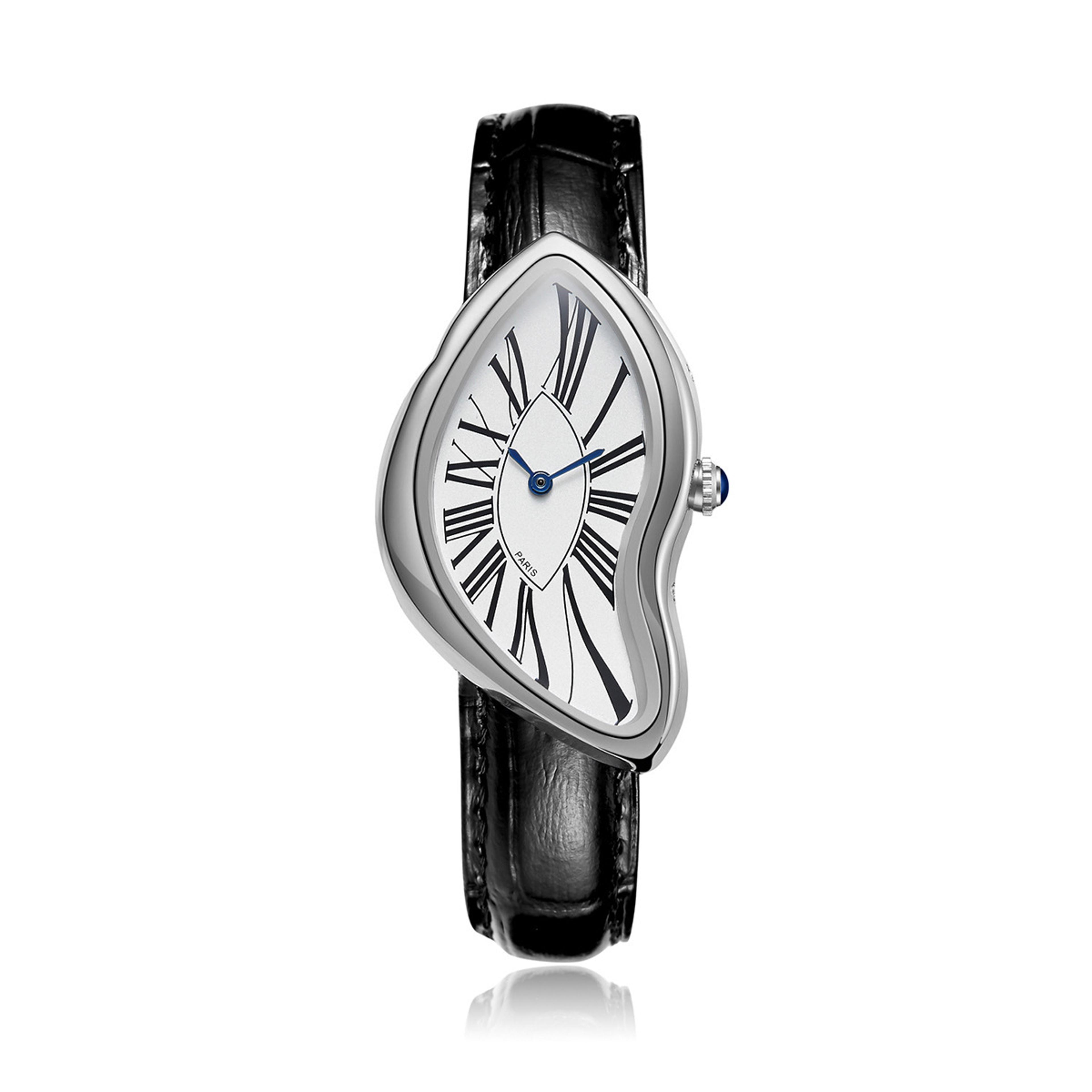 Diamond Dial Twisted Case Quartz Watch With Leather Strap 12