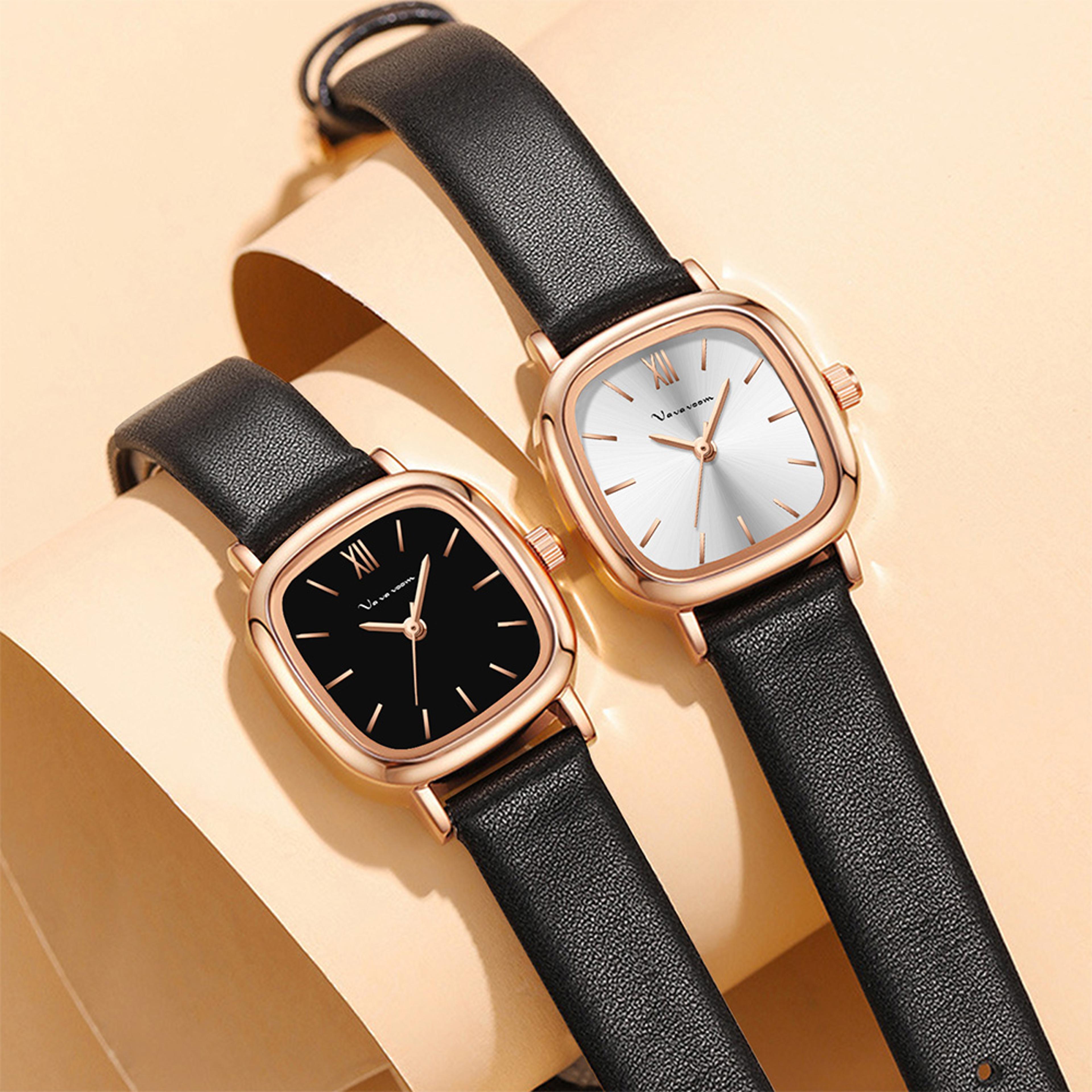 Rose Gold Square Dial Womens Minimalist Watch With Leather Strap And Water Resistance 0