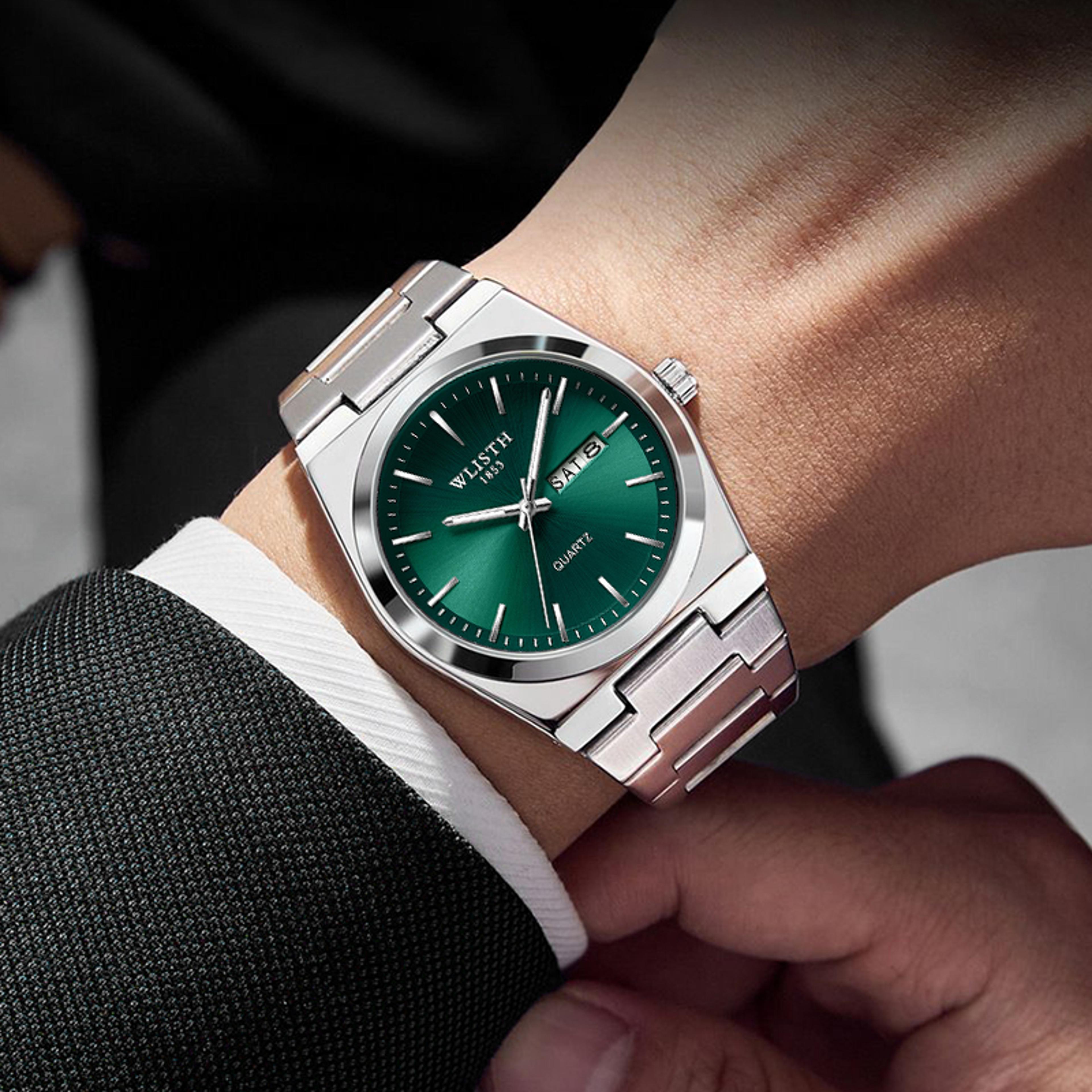 Luxury Mens Quartz Watch Stainless Steel Luminous Day Date Watch 1