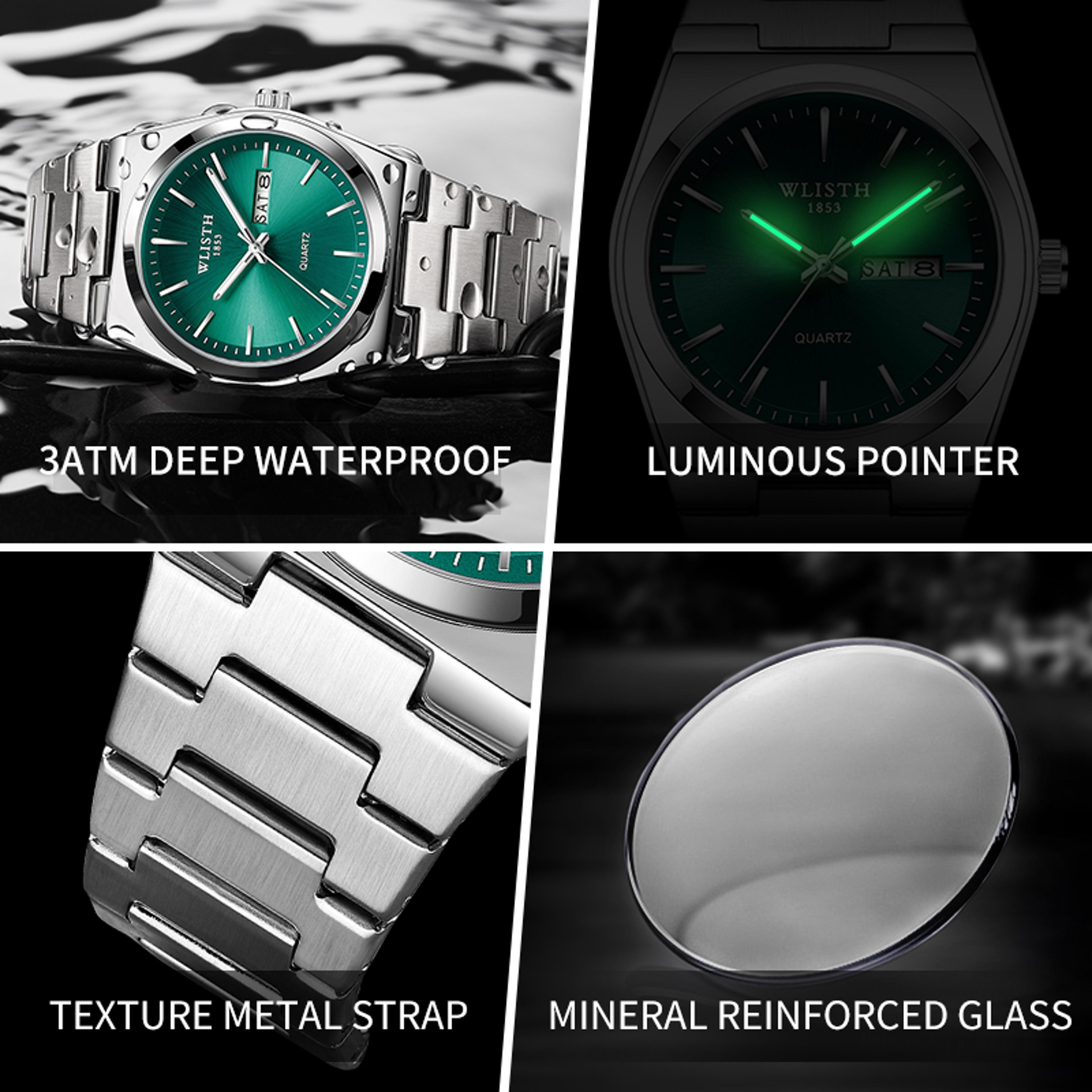Luxury Mens Quartz Watch Stainless Steel Luminous Day Date Watch 3