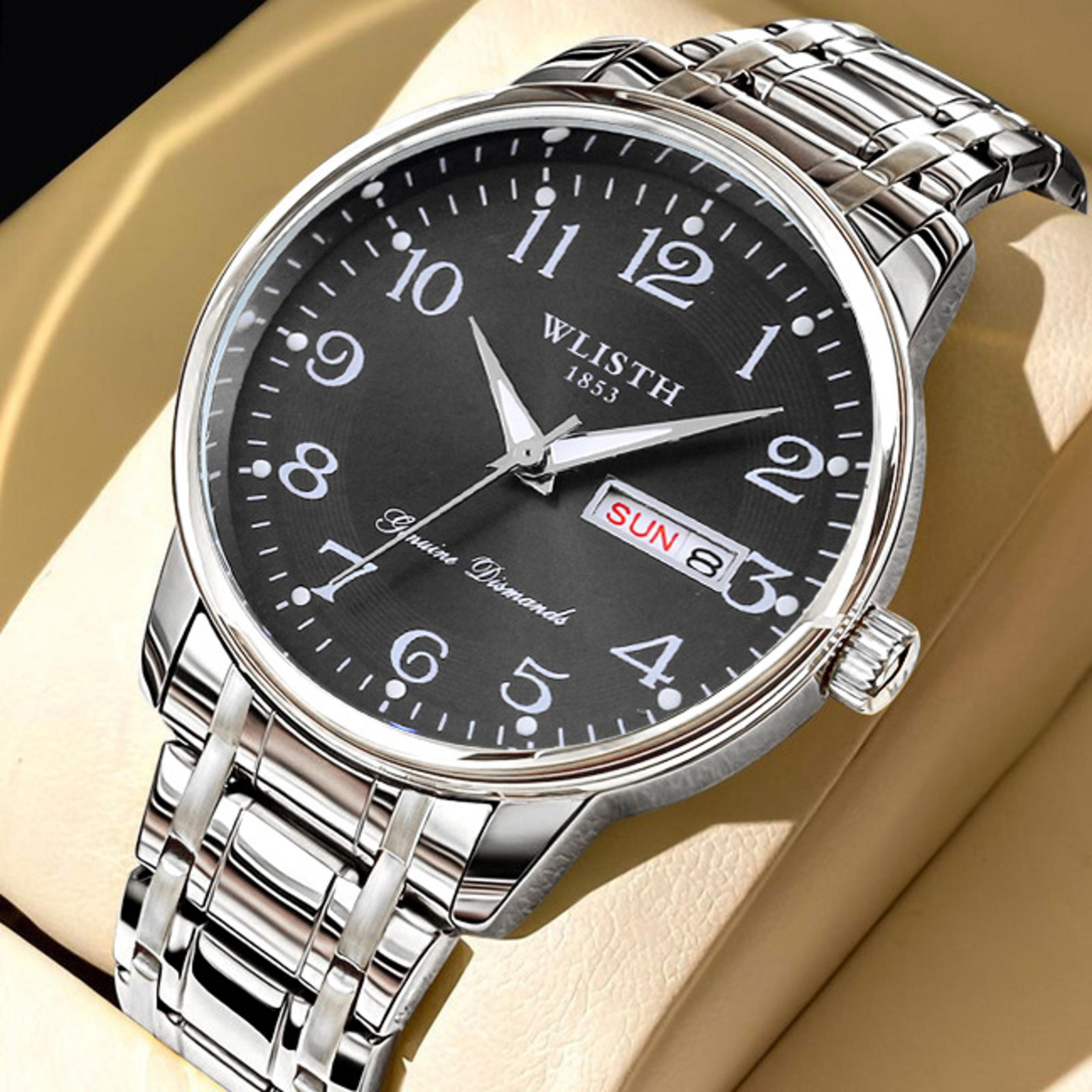 Easy Read Digital Quartz Watch Night Light Calendar Waterproof Senior Wristwatch 0