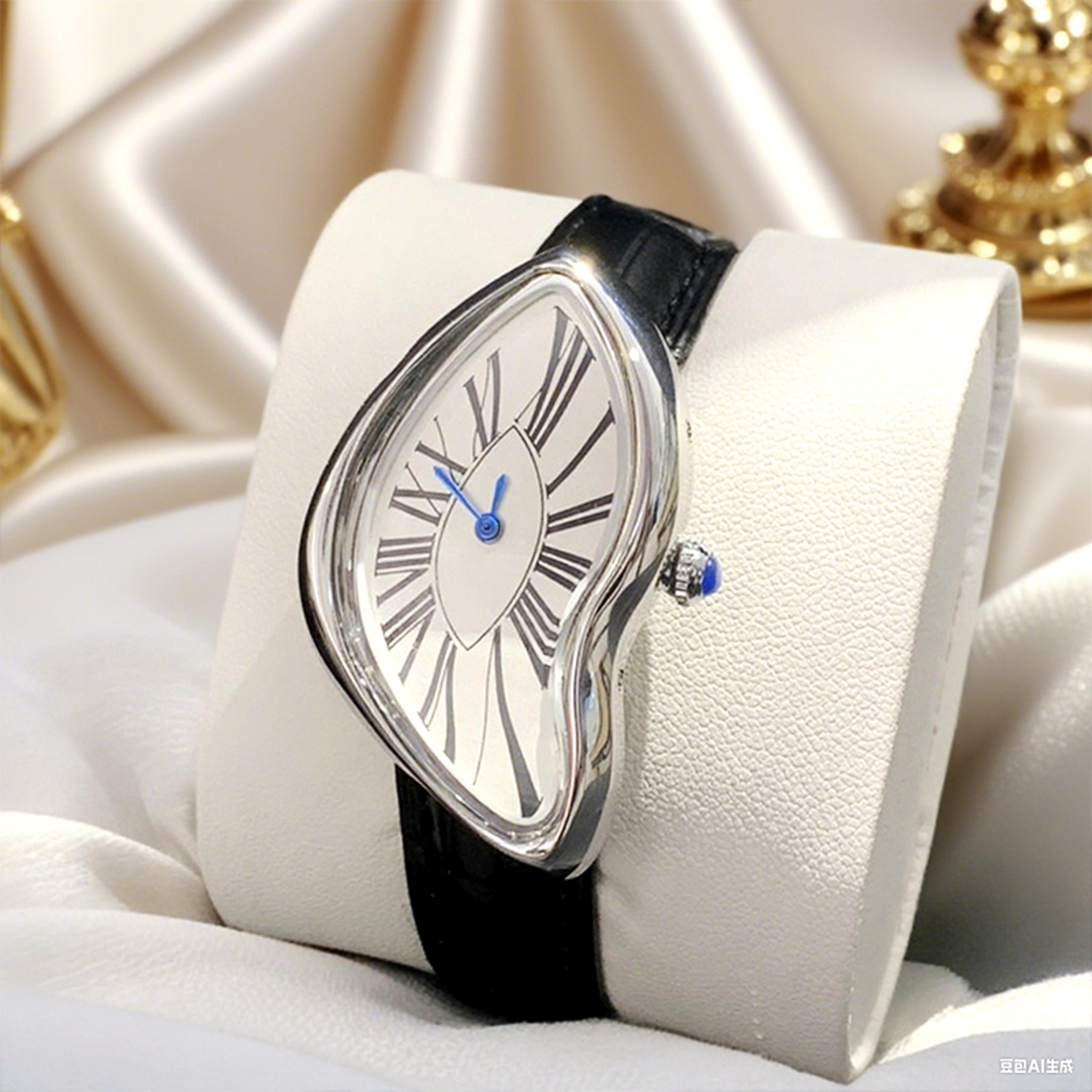 Melted Watch Irregular Quartz Watch With Retro Leather Strap 1