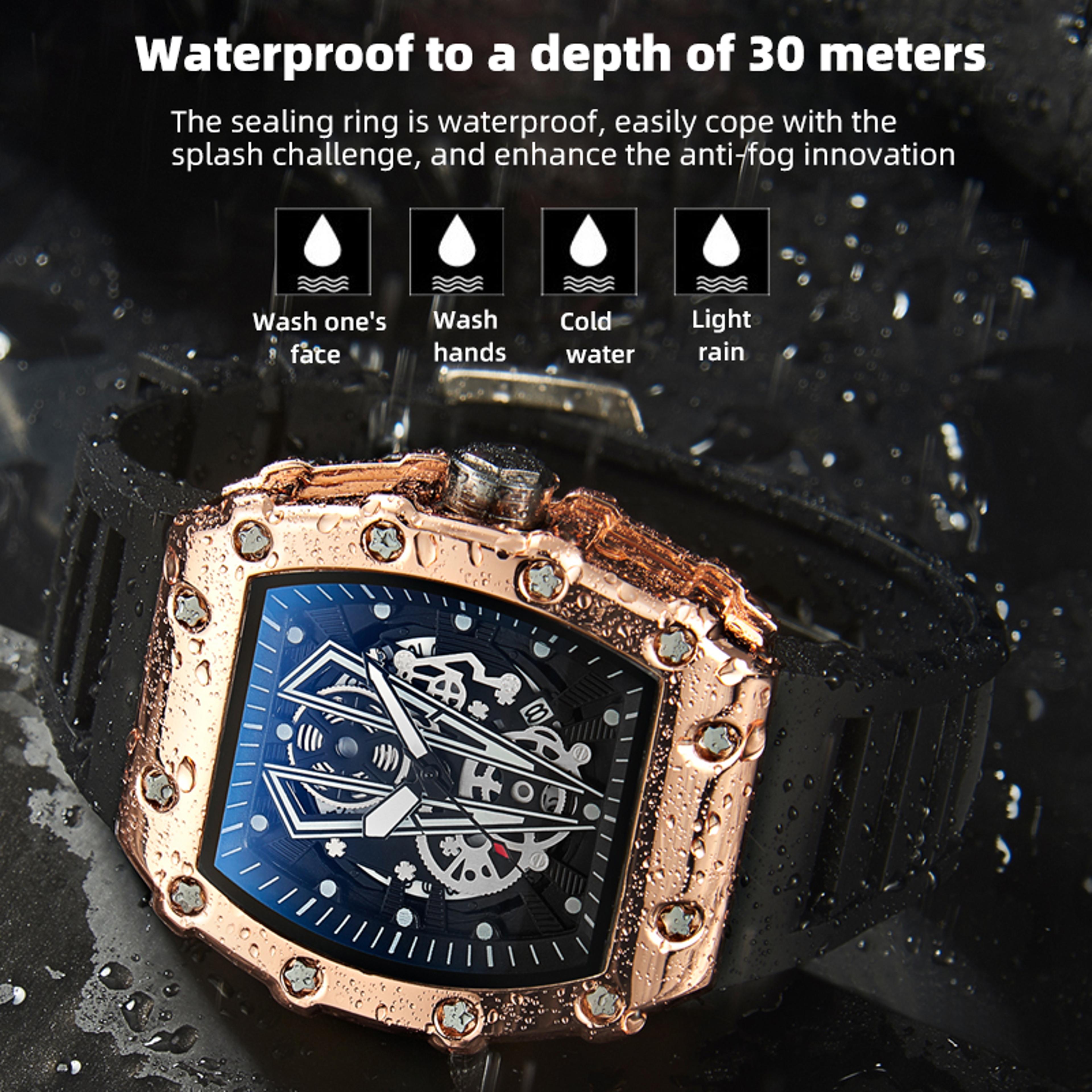 Large Dial Mens Square Watch Waterproof Sport Luminous Quartz Watch 4