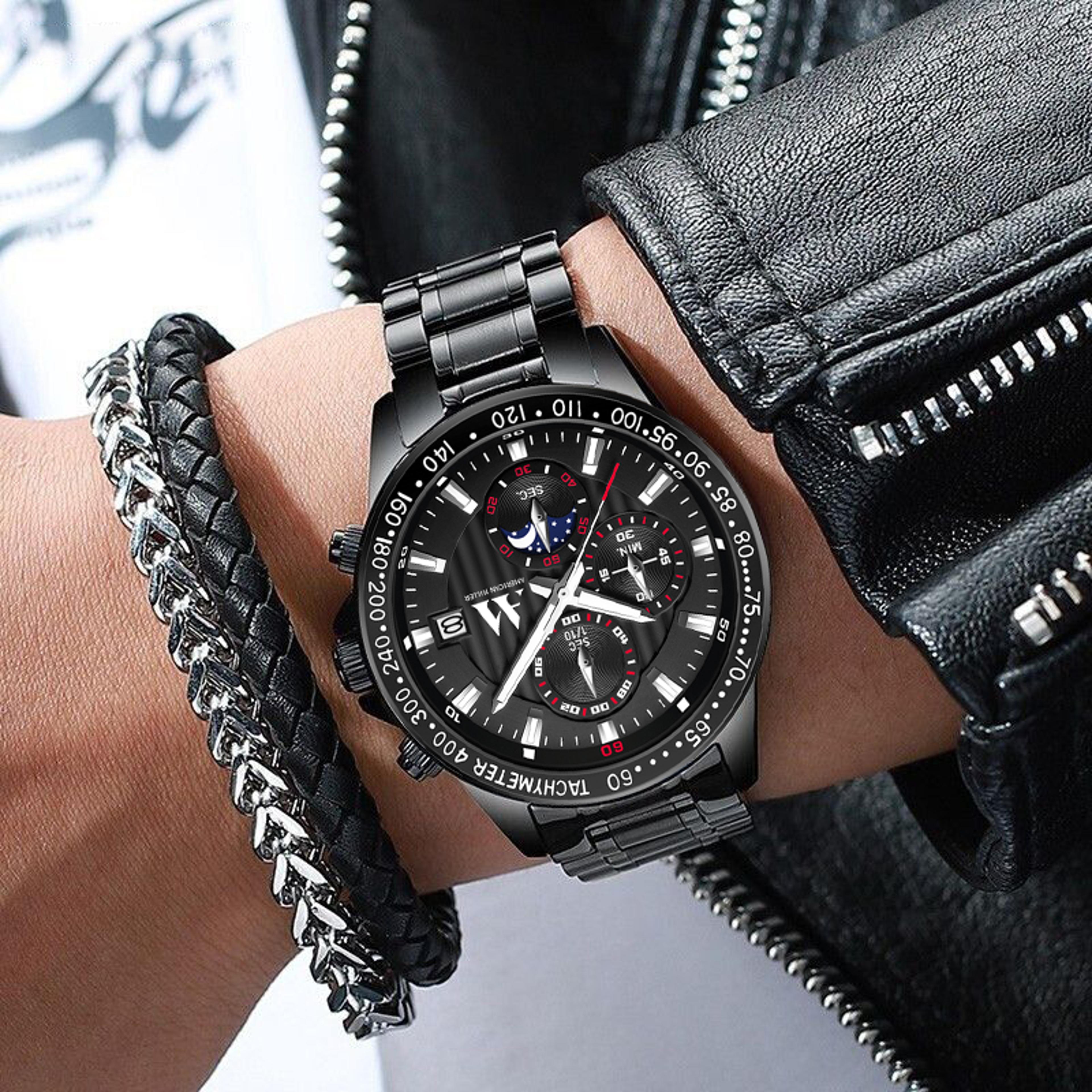 Mens Multifunction Quartz Chronograph Watch With Luminous Hands 1