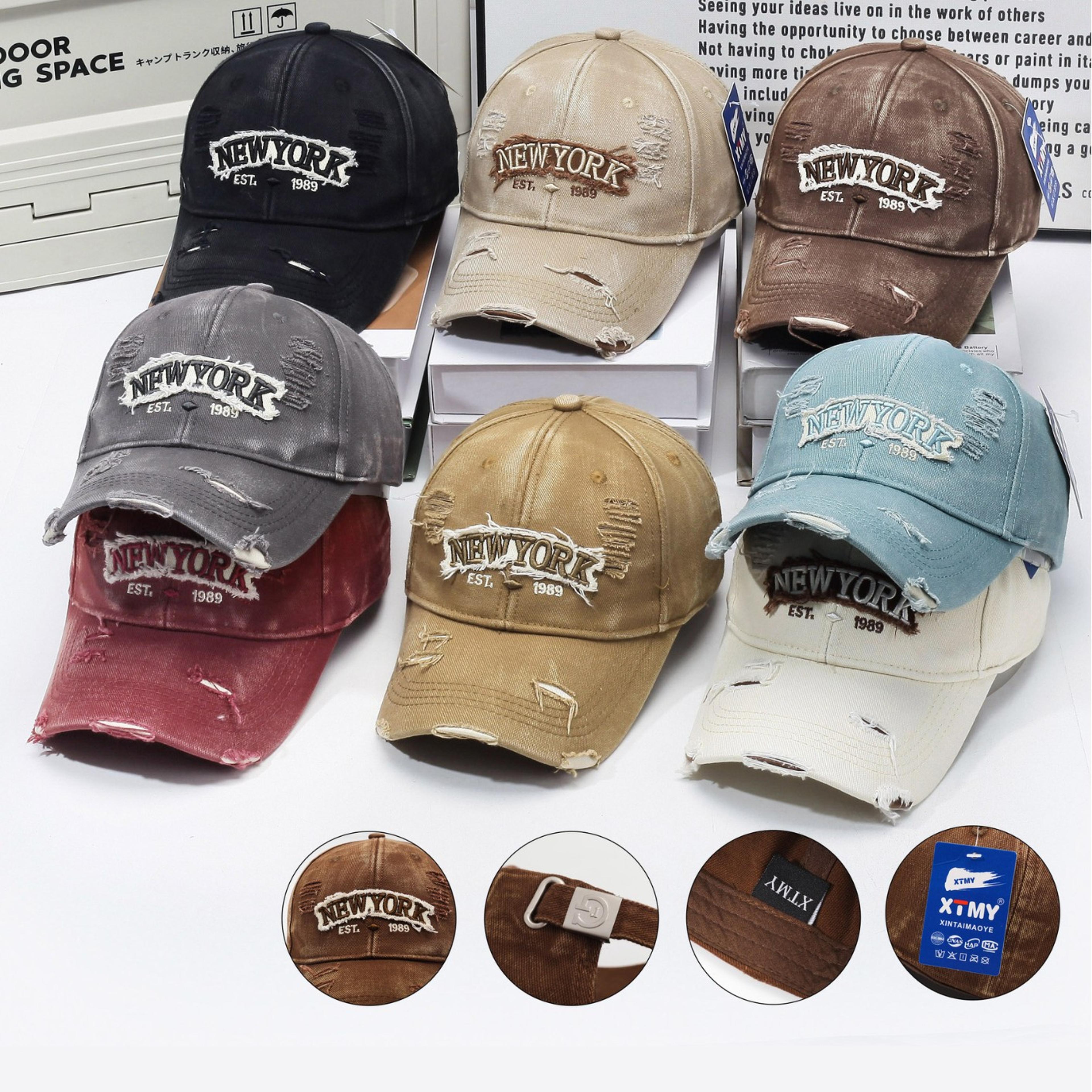 Washed Cotton Broken Hole Embroidery Baseball Cap Sunscreen Hat Adjustable Strap Casual Outdoor Hea 1