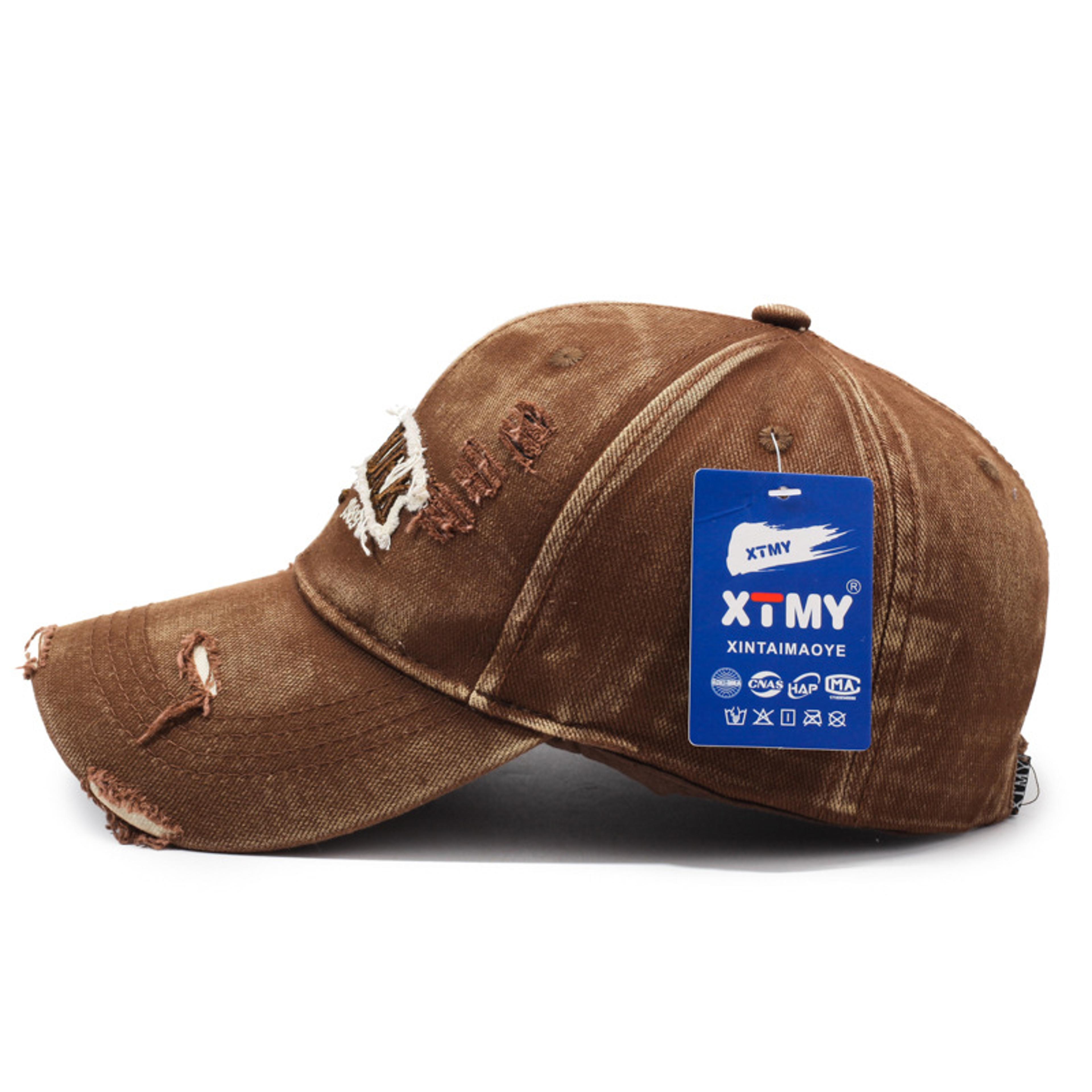 Washed Cotton Broken Hole Embroidery Baseball Cap Sunscreen Hat Adjustable Strap Casual Outdoor Hea 2