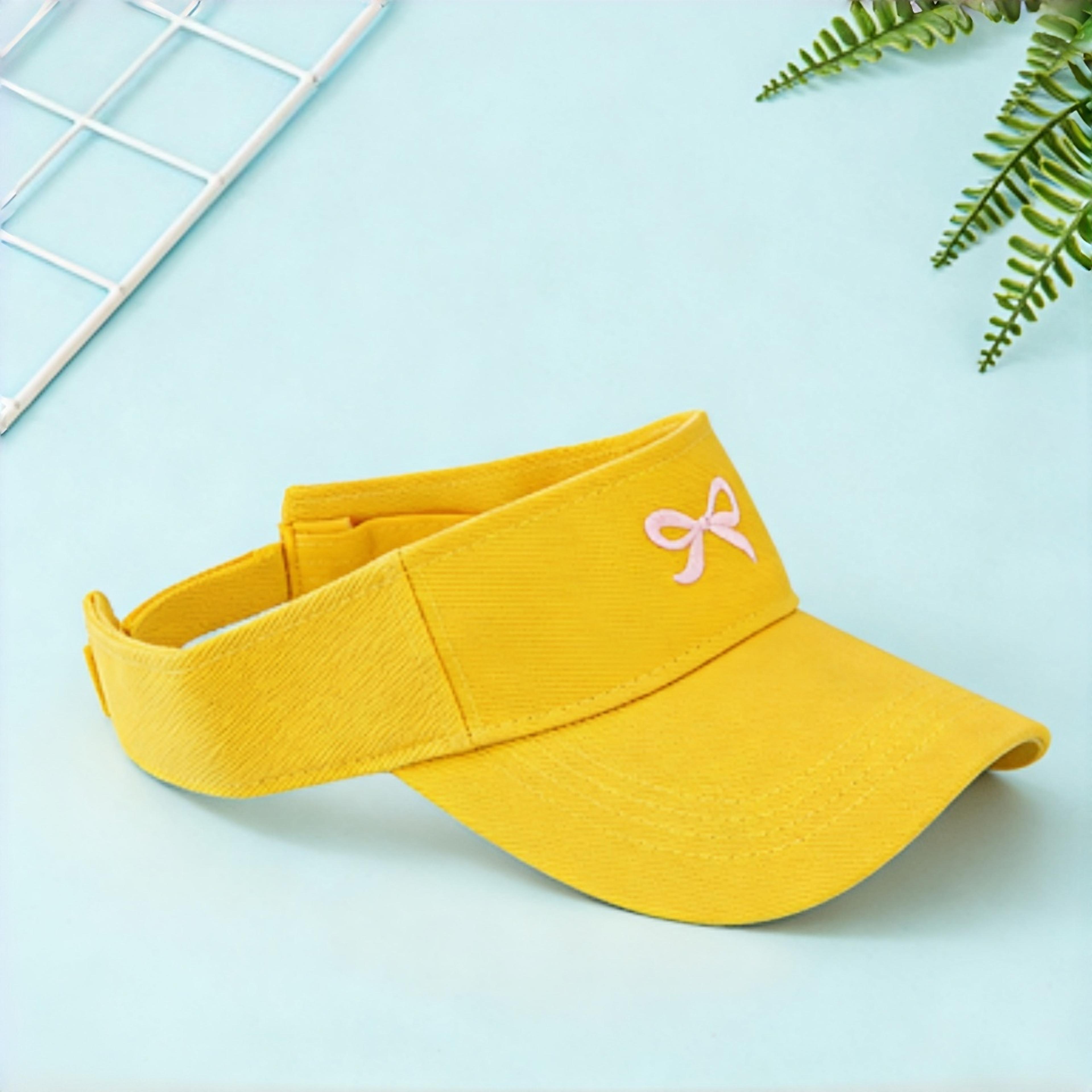 Unisex Casual Polyester Baseball Cap With Blue Sun Visor And Pink Bow Accent 2