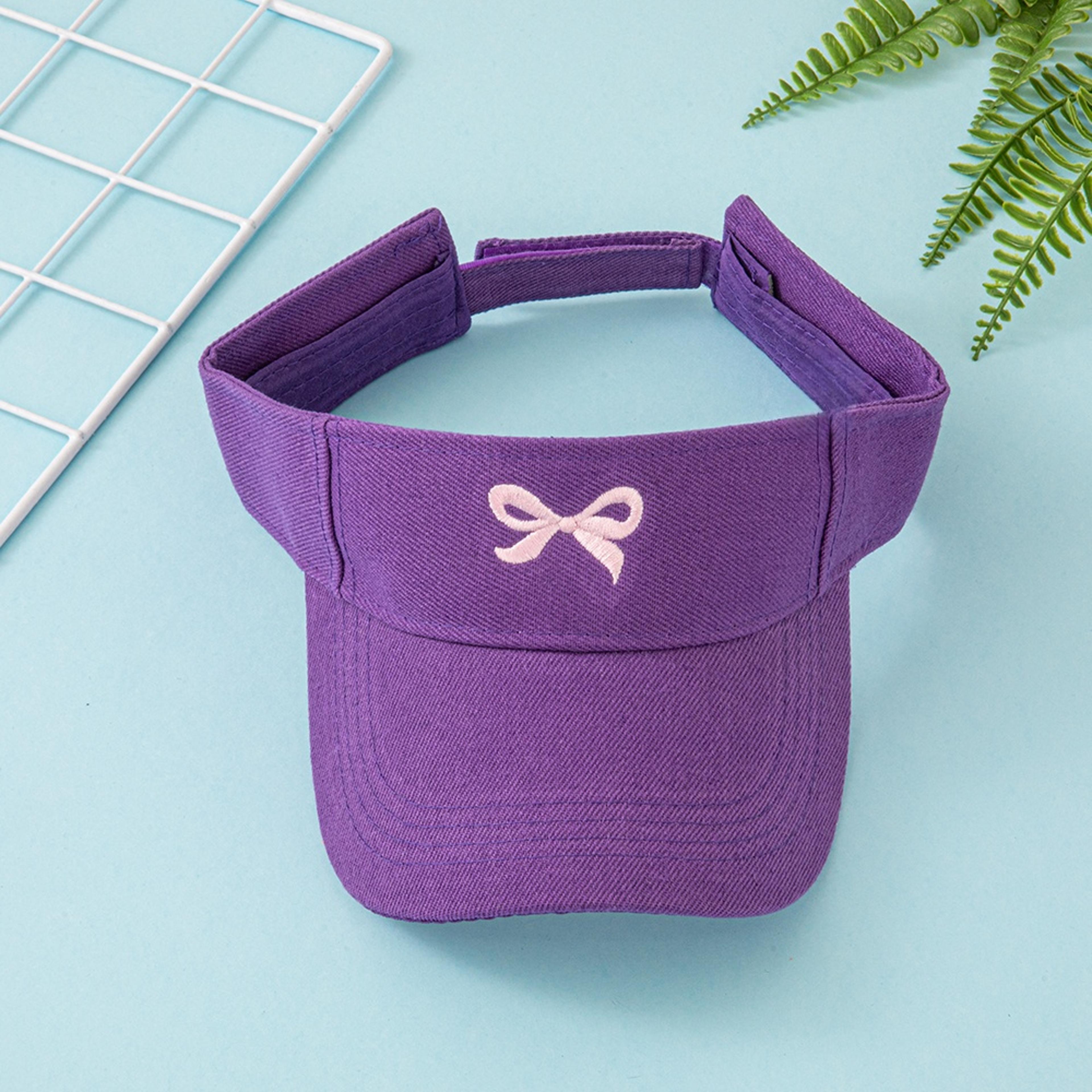 Unisex Casual Polyester Baseball Cap With Blue Sun Visor And Pink Bow Accent 7